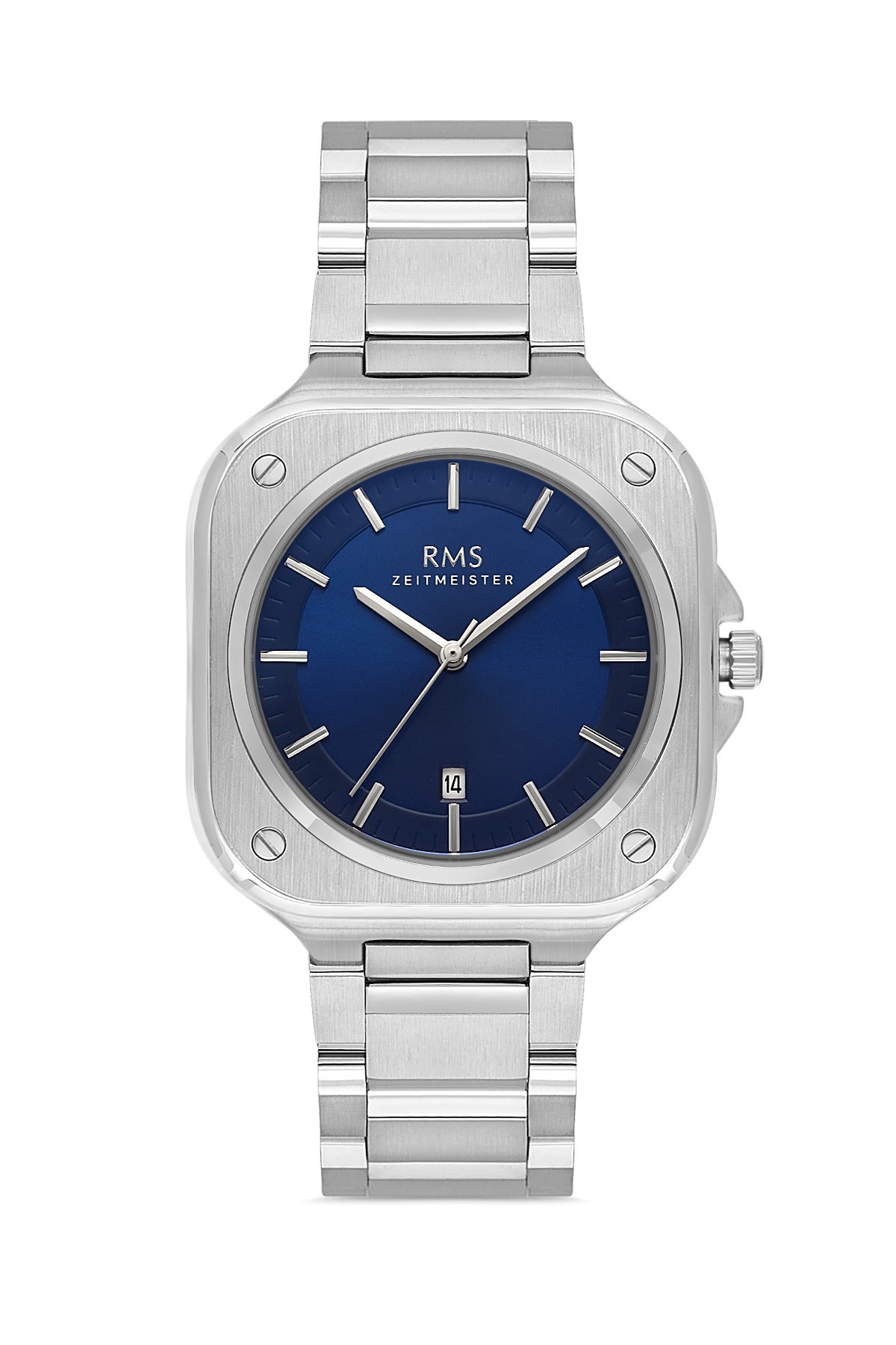 RMS BLUE DIAL SILVER PLATED MEN'S WATCH