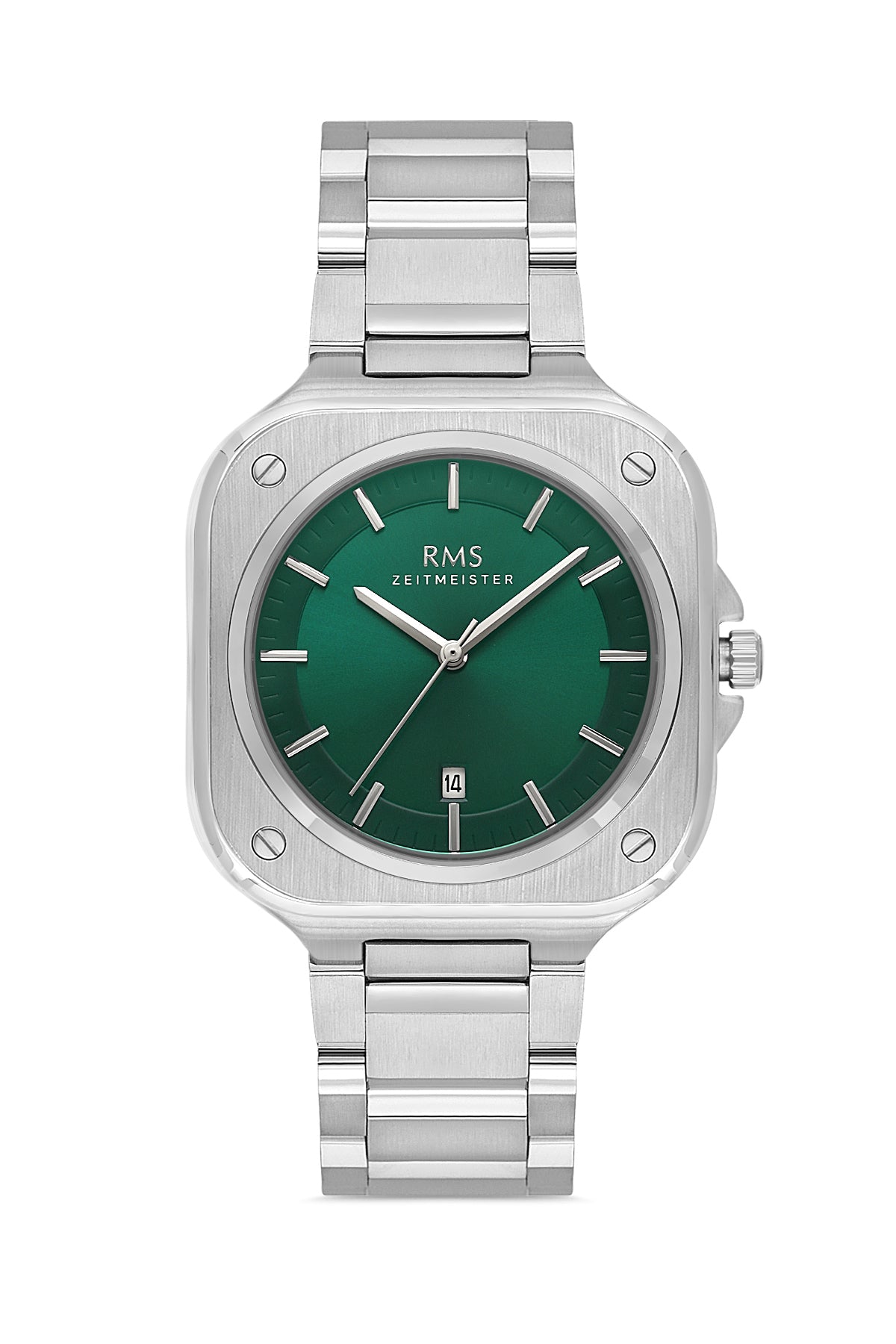 RMS GREEN DIAL SILVER PLATED MEN'S WATCH