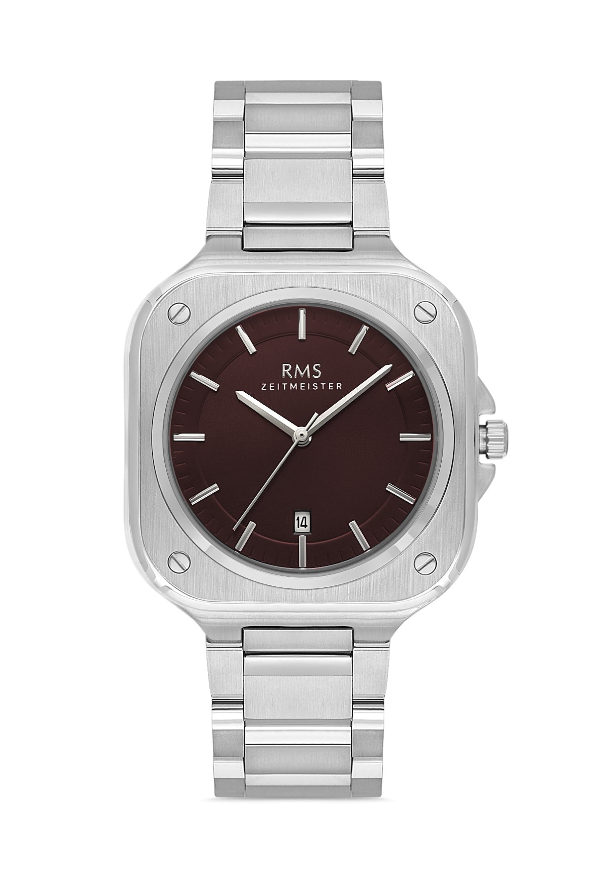 RMS BROWN DIAL SILVER PLATED MEN'S WATCH