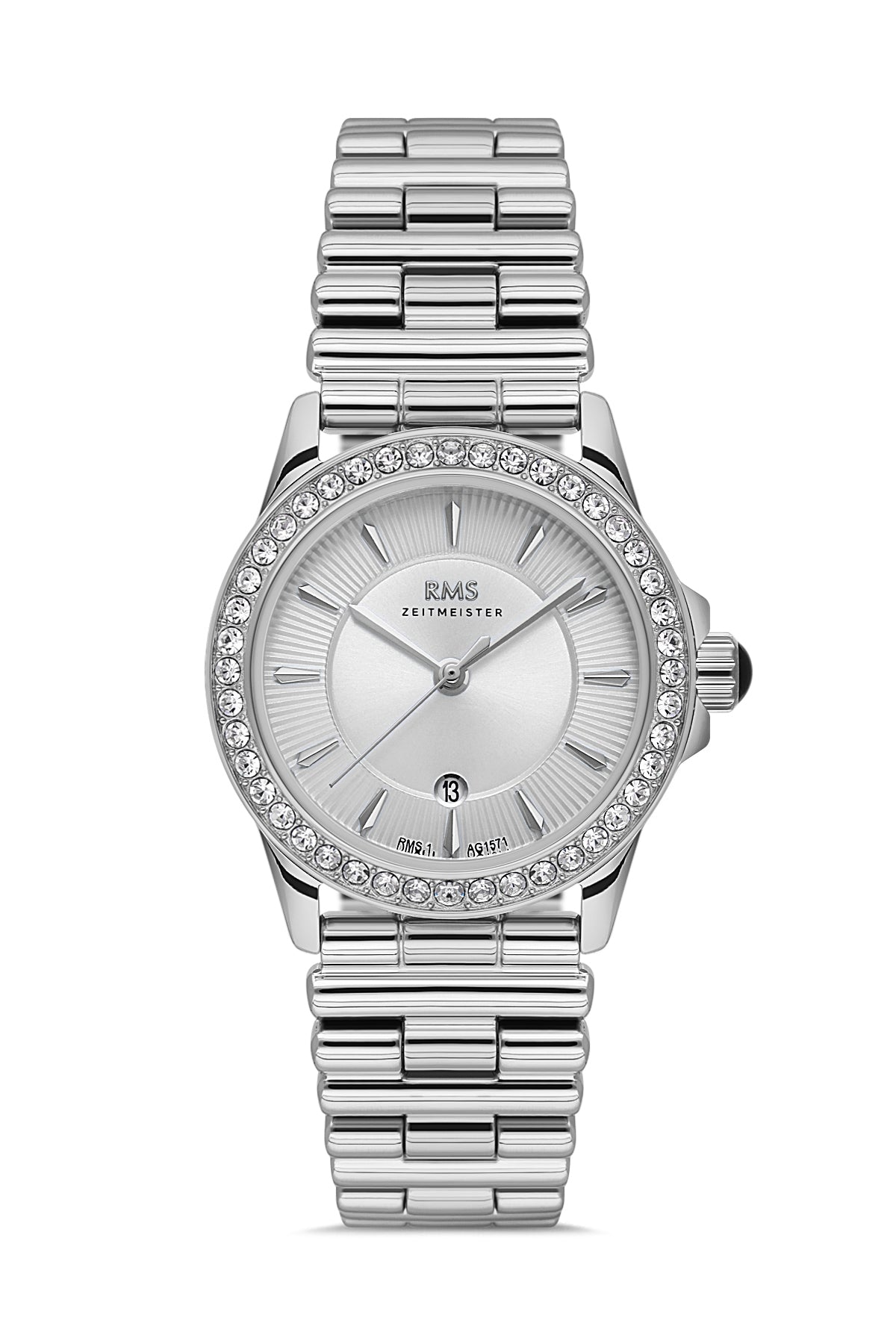 RMS Silver Dial Women's Watch with Silver Plating