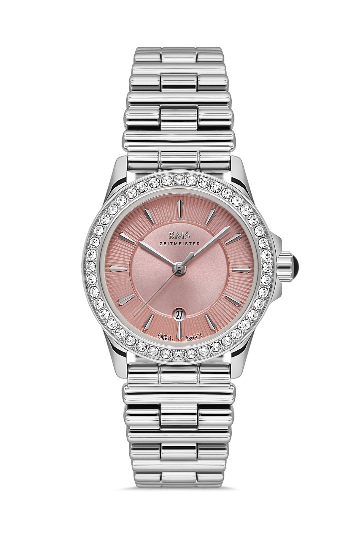 RMS Pink Dial Women's Watch with Silver Plating