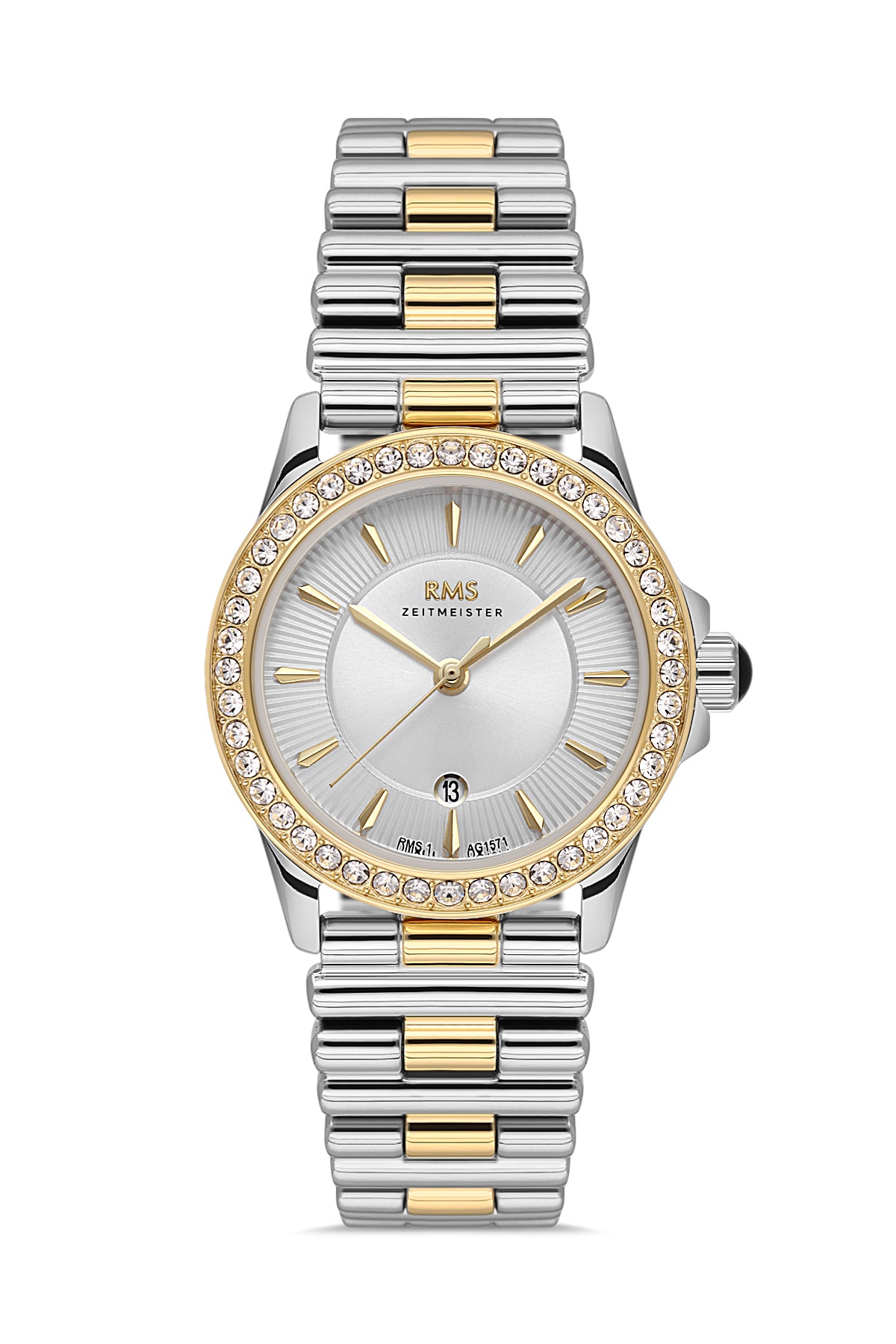 RMS Silver Dial Yellow-White Plated Women's Wristwatch