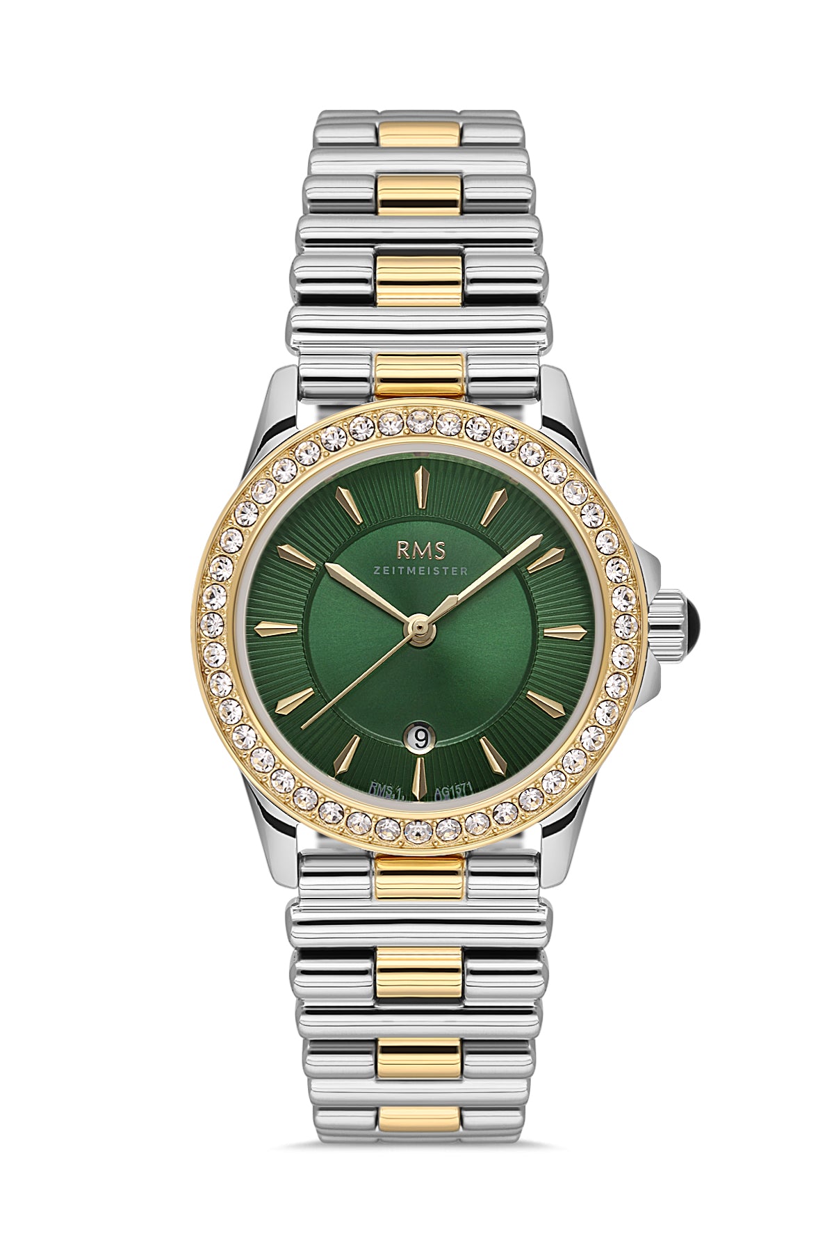 RMS Green Dial Yellow-White Plated Women's Wristwatch