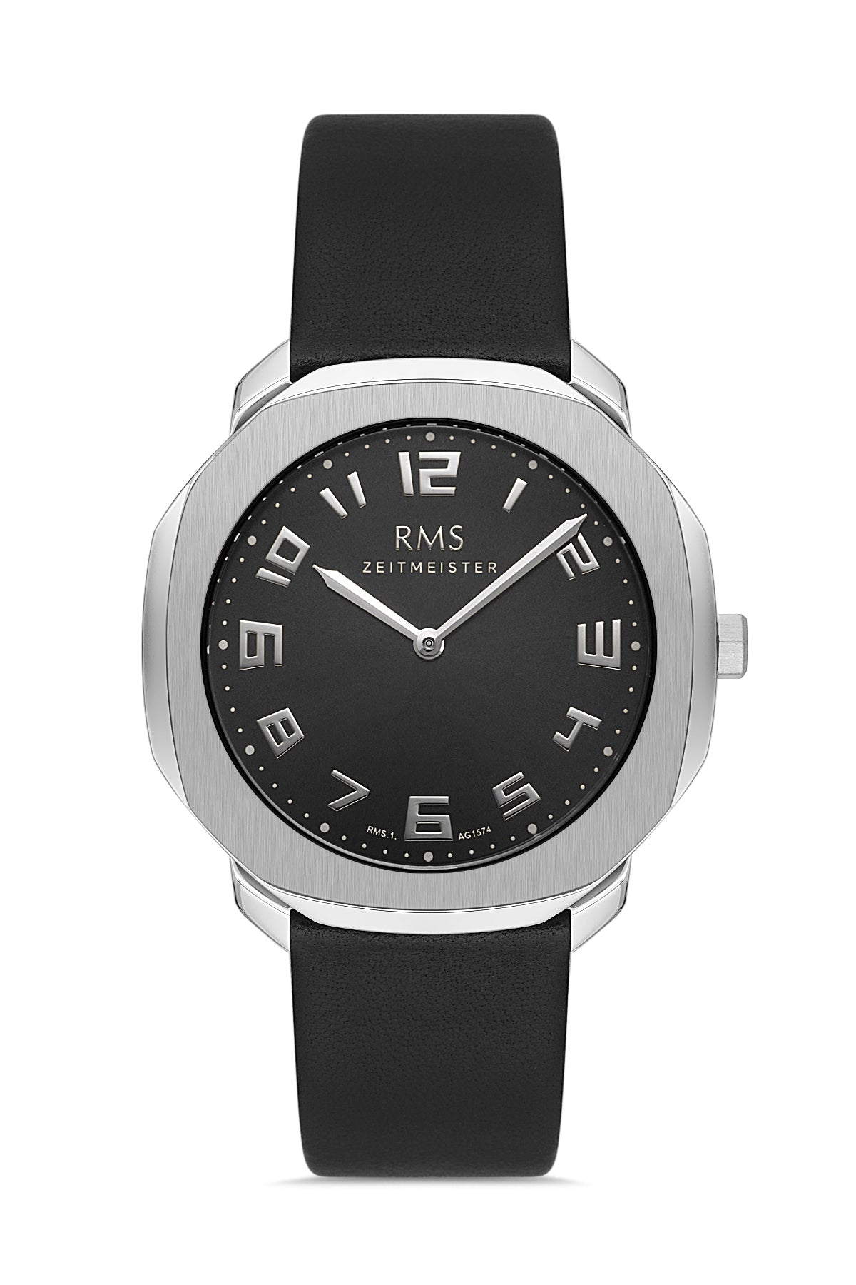 RMS Black Dial Silver Coated Men's Watch