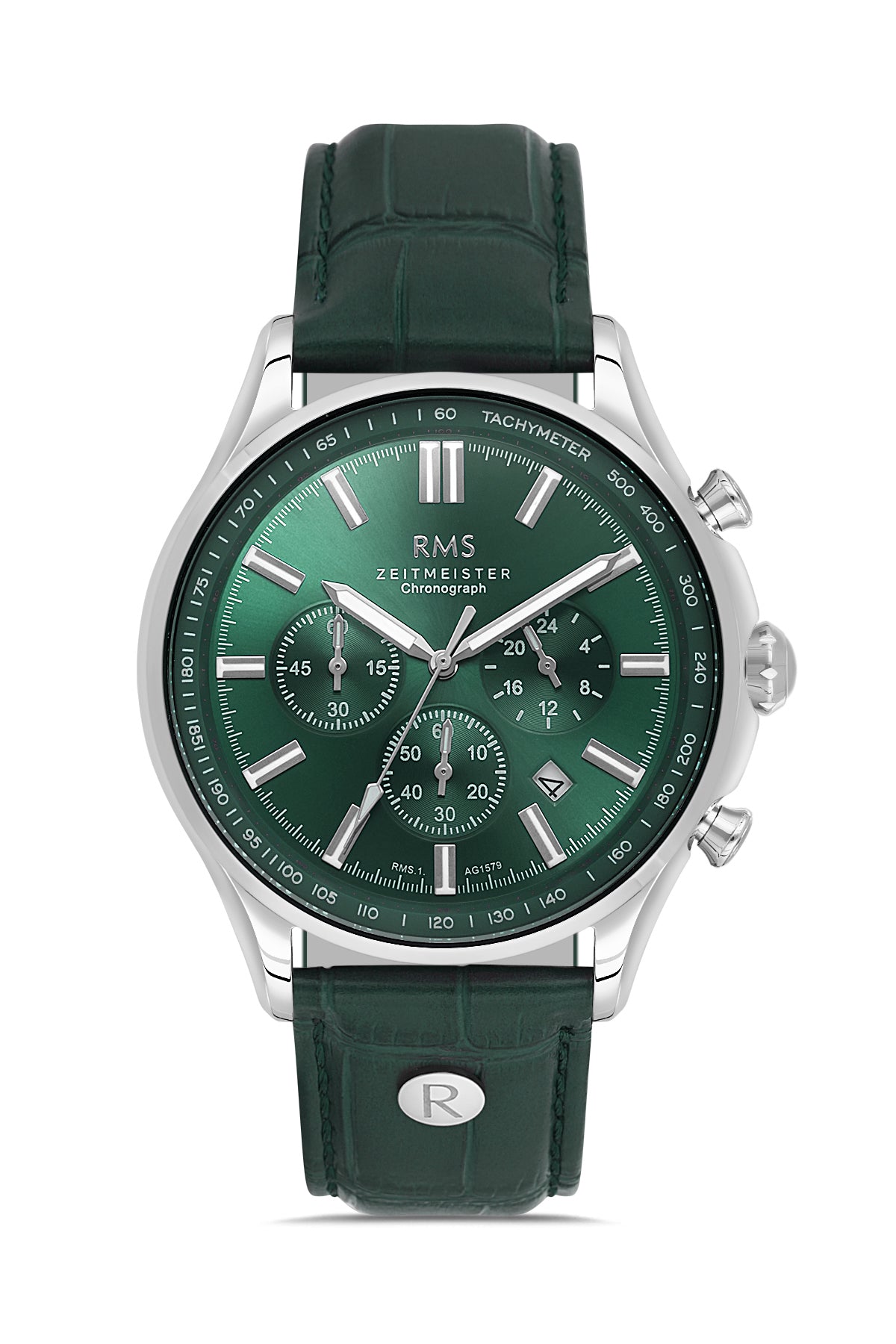 RMS Green Dial Silver-Plated Men's Wristwatch