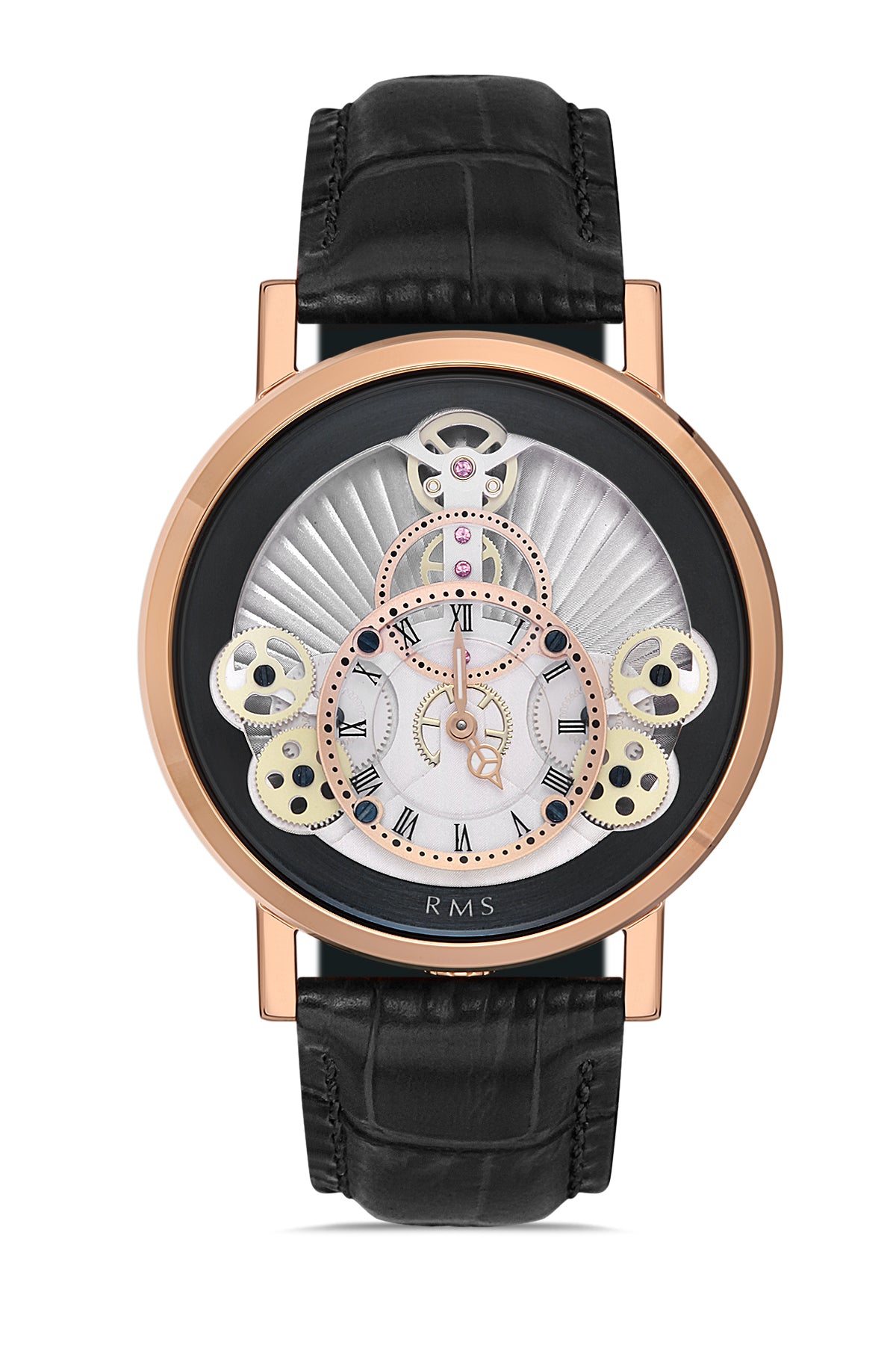 RMS BLACK DIAL ROSE PLATED MEN'S WATCH - RMS.1.AG1355.11