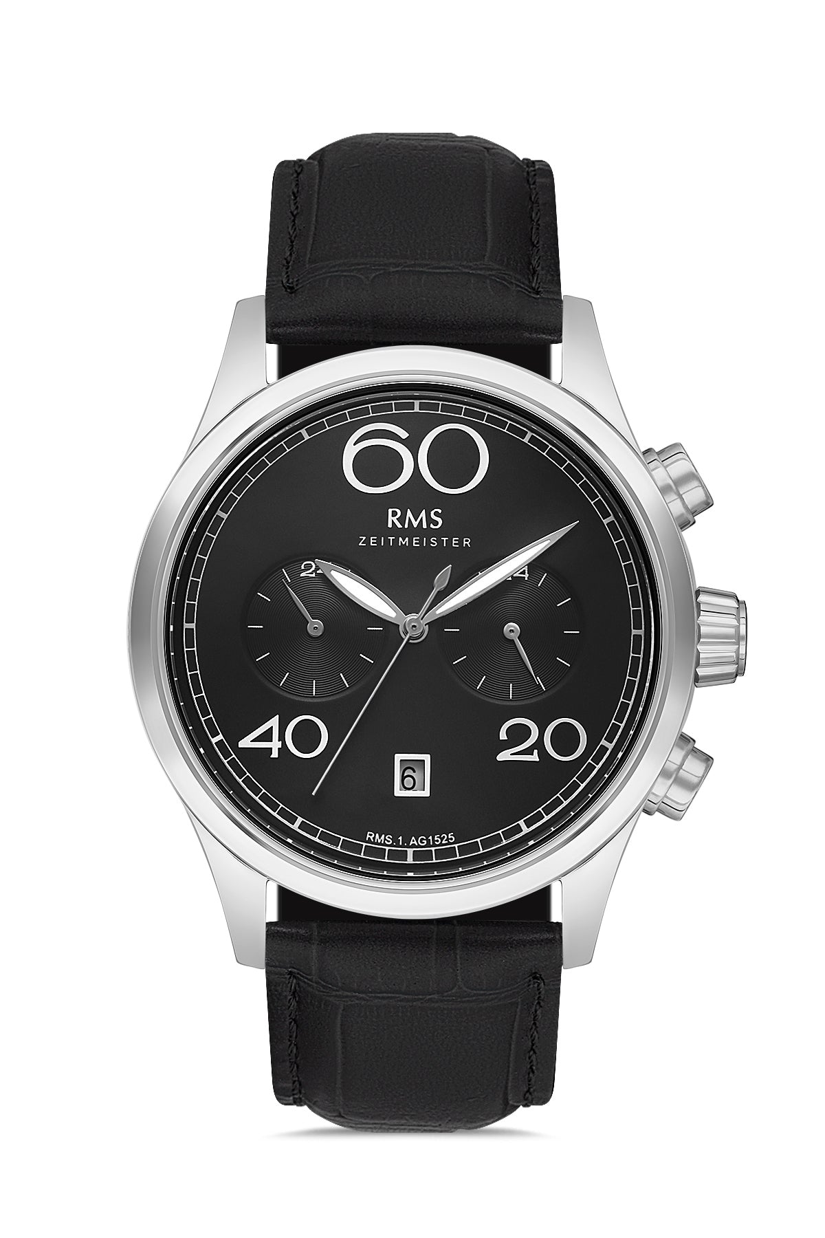 RMS Black Dial Silver Plated Men's Watch - RMS.1.AG1525.02
