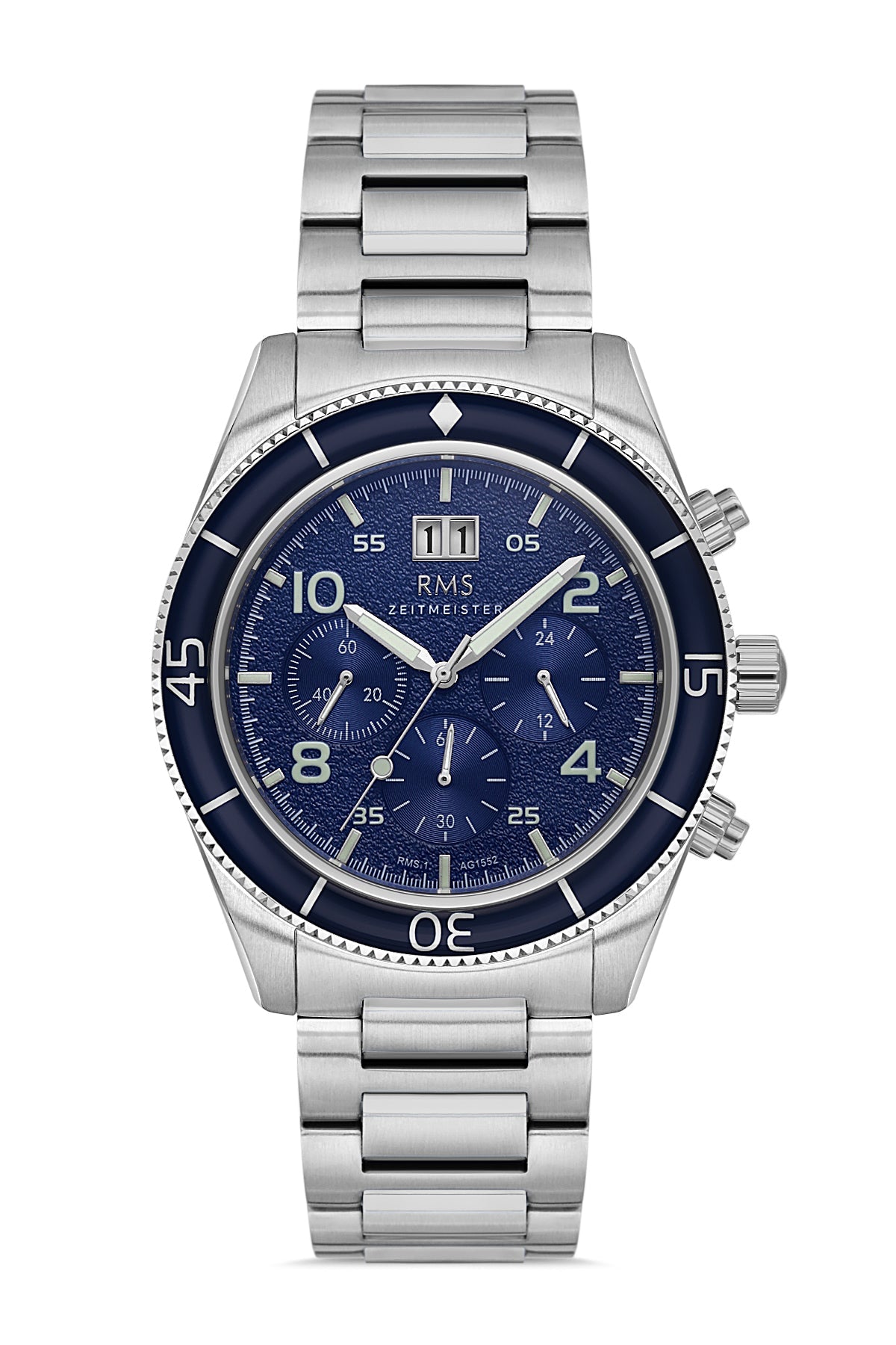 RMS Blue Dial Silver-Plated Men's Watch - RMS.1.AG1552.02
