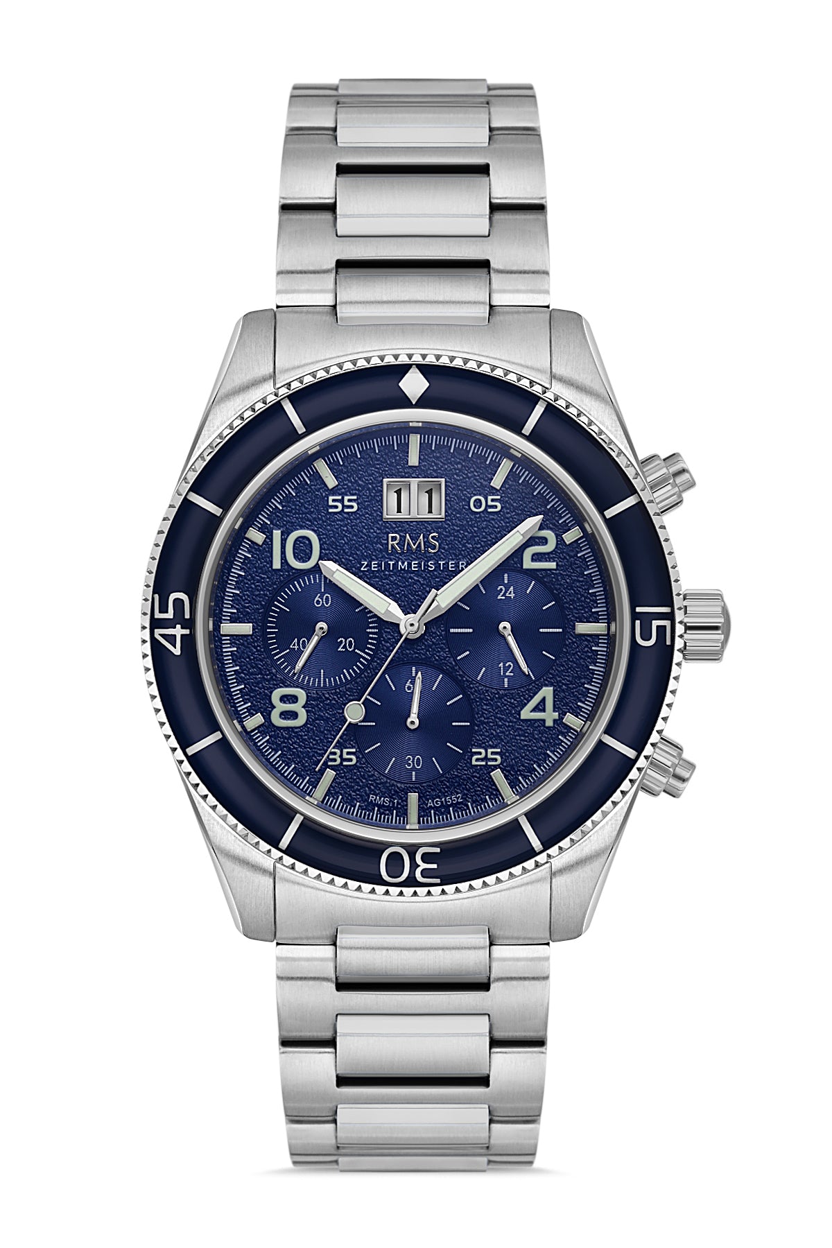 RMS Blue Dial Silver-Plated Men's Watch - RMS.1.AG1552.02