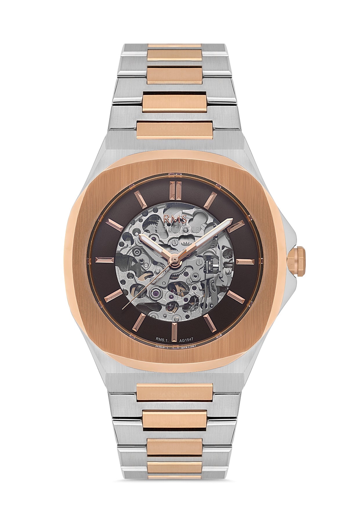 RMS Brown Dial Rose White Coated Men's Watch - RMS.1.AG1547.07