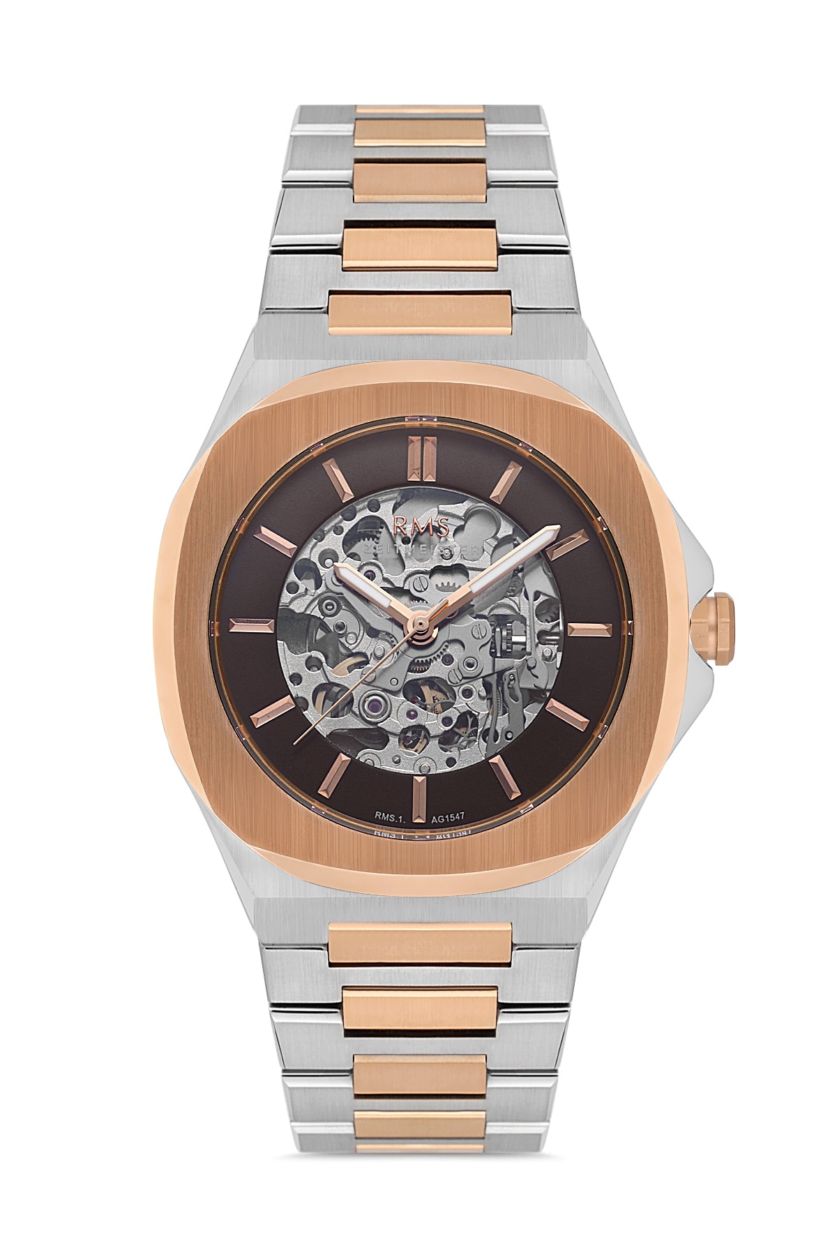 RMS Brown Dial Rose White Coated Men's Watch - RMS.1.AG1547.07