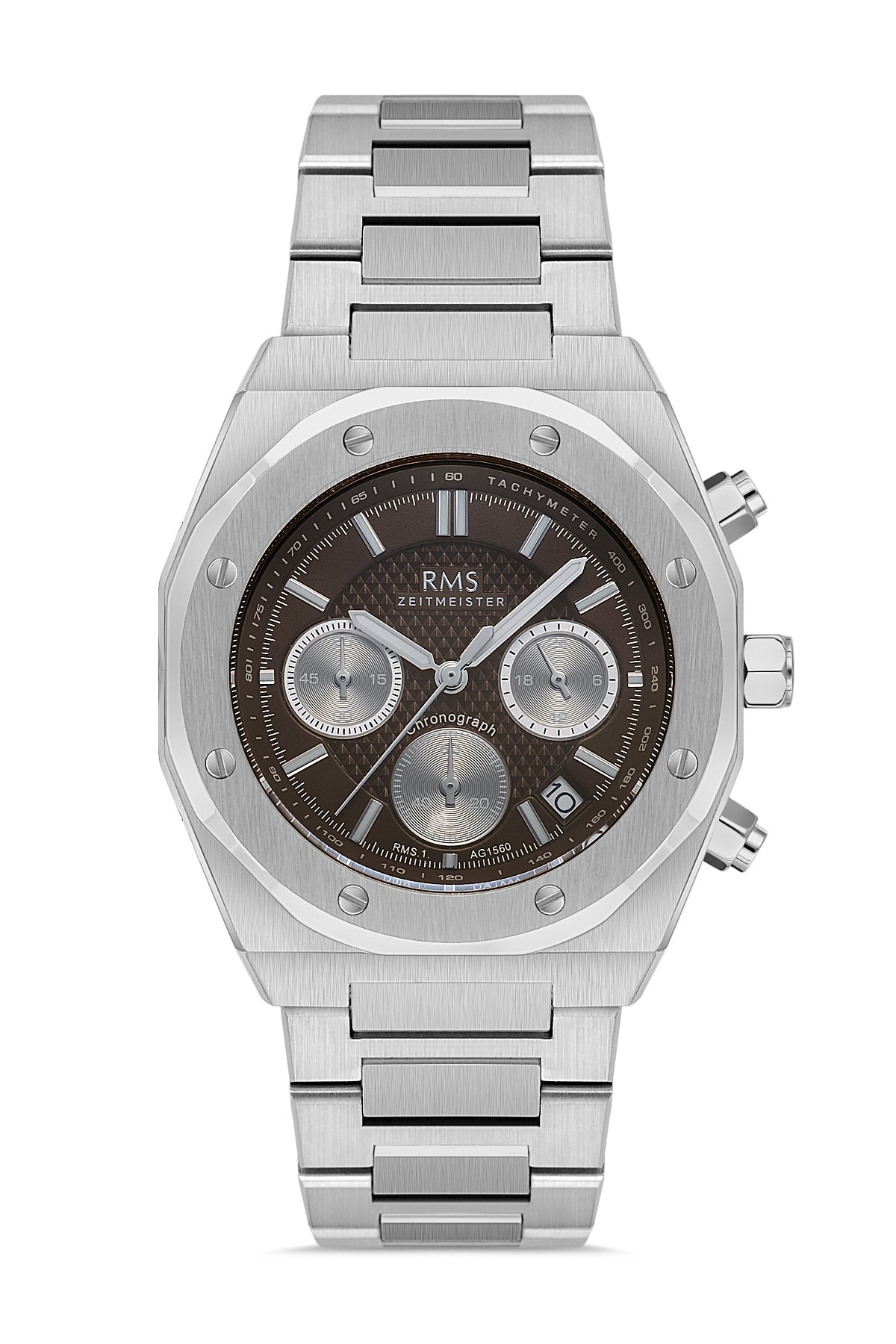 RMS Brown Dial Silver-Plated Men's Watch - RMS.1.AG1560.05
