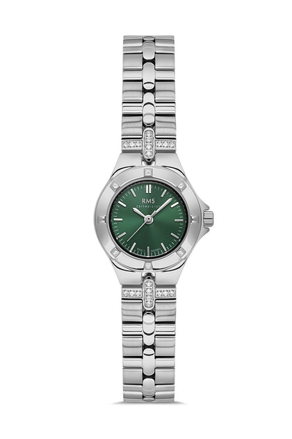 RMS Zeitmeister Green Dial Silver Plated Women's Watch - Stainless Steel Bracelet - RMS.1.AG1562.02