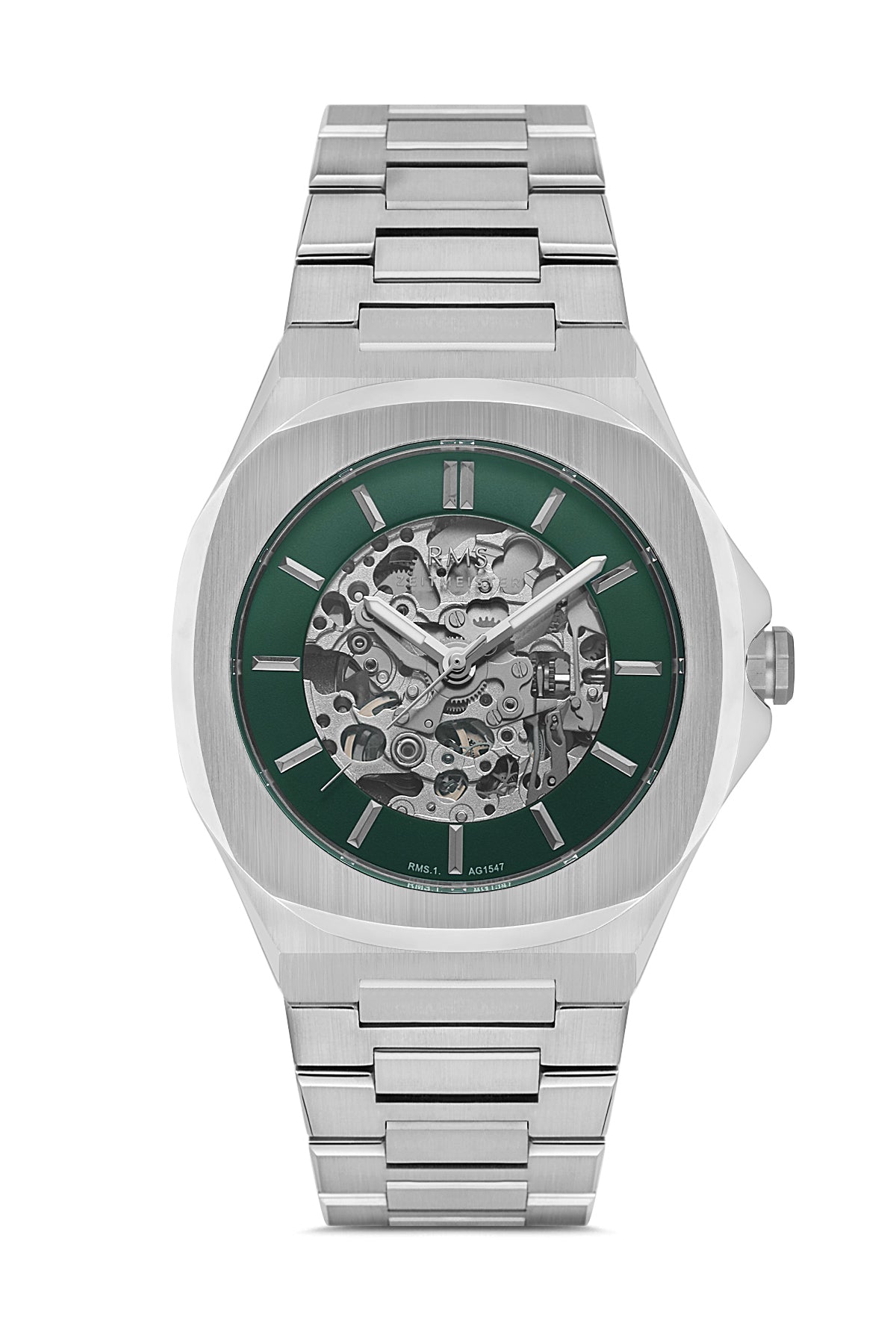 RMS Green Dial Silver Coated Men's Watch - RMS.1.AG1547.04