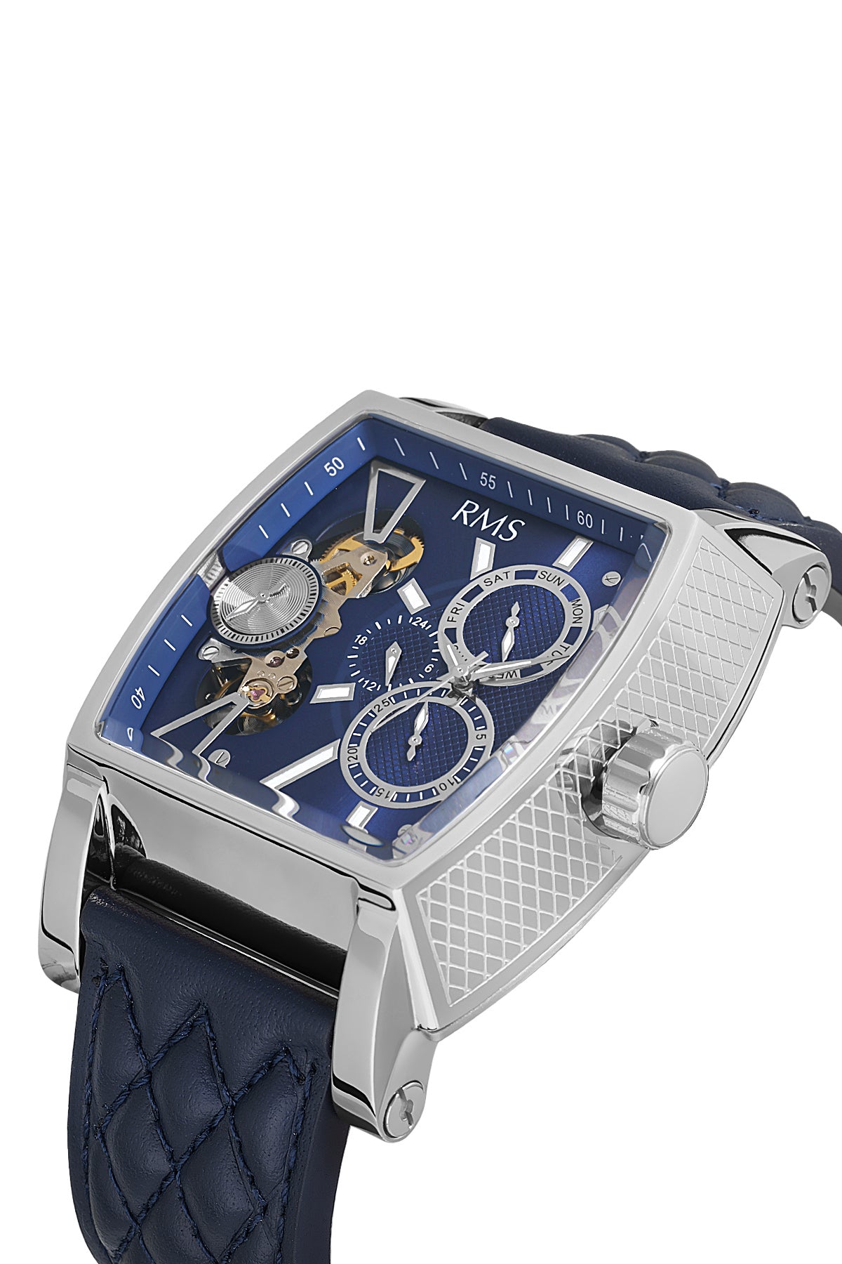 RMS Blue Dial Silver Coated Men's Watch - RMS.1.AG1054.04