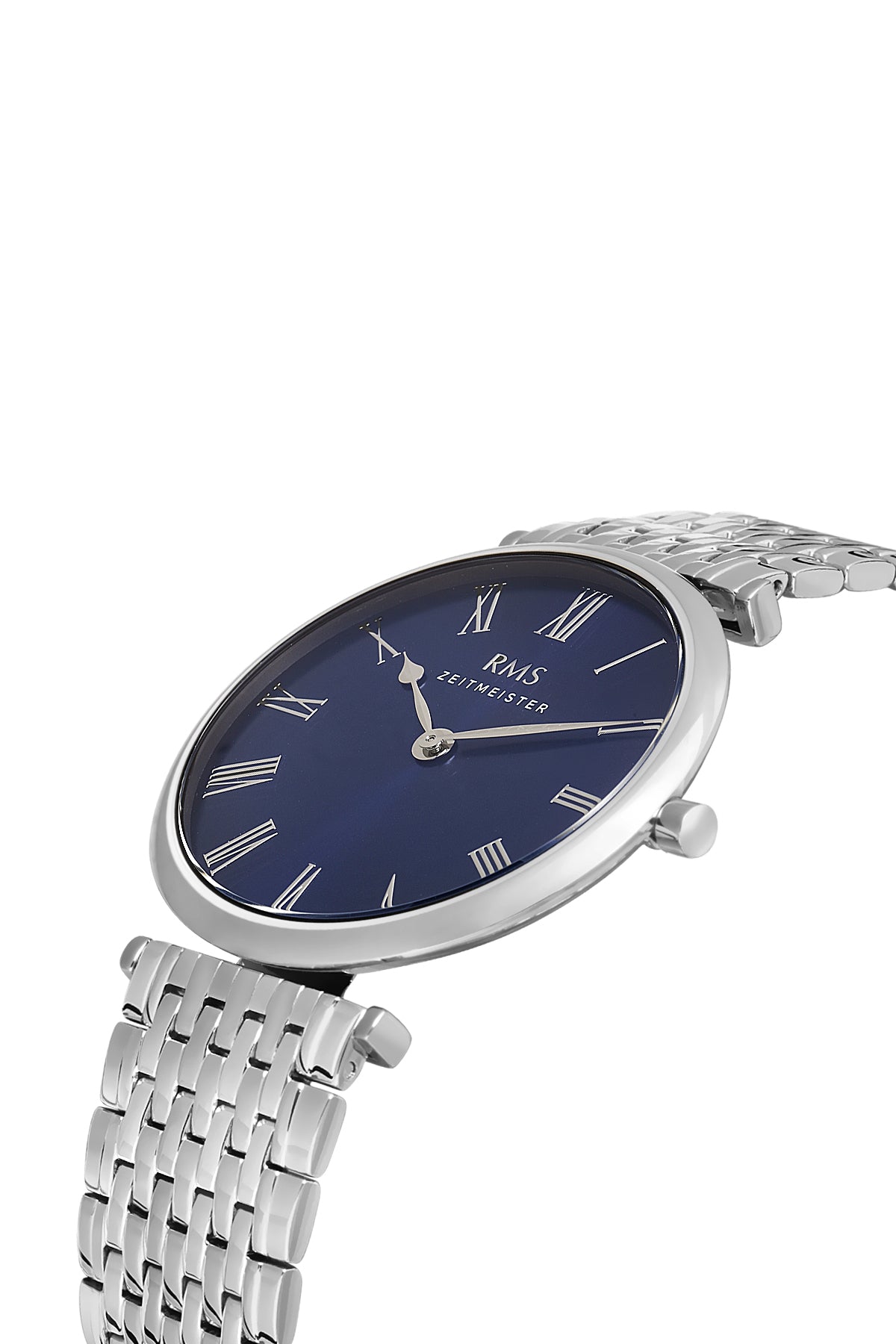 RMS Zeitmeister Blue Dial Silver Plated Men's Watch - Stainless Steel Bracelet - RMS.1.AG1123.15