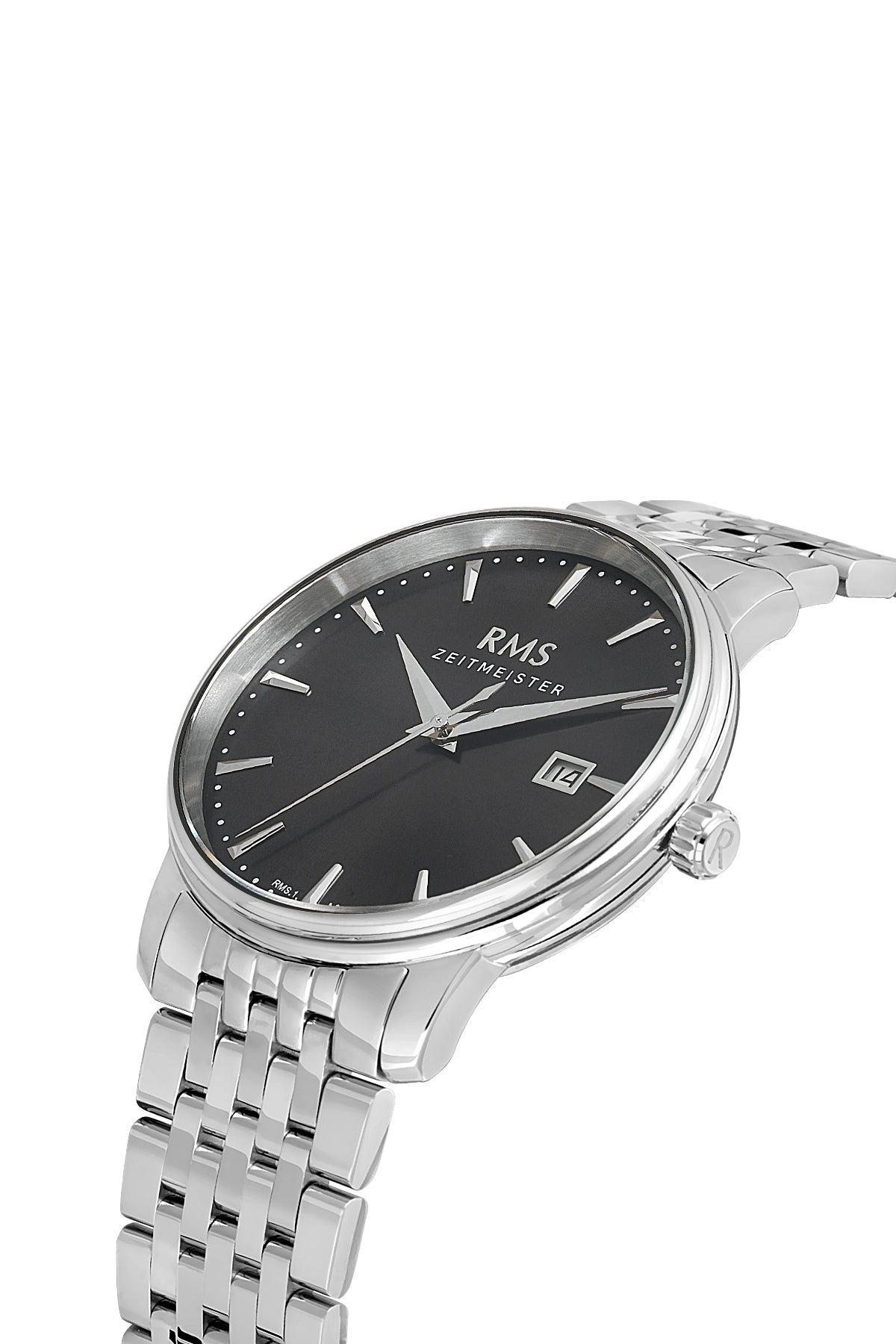 RMS Black Dial Silver Coated Men's Watch - RMS.1.AG1506.02