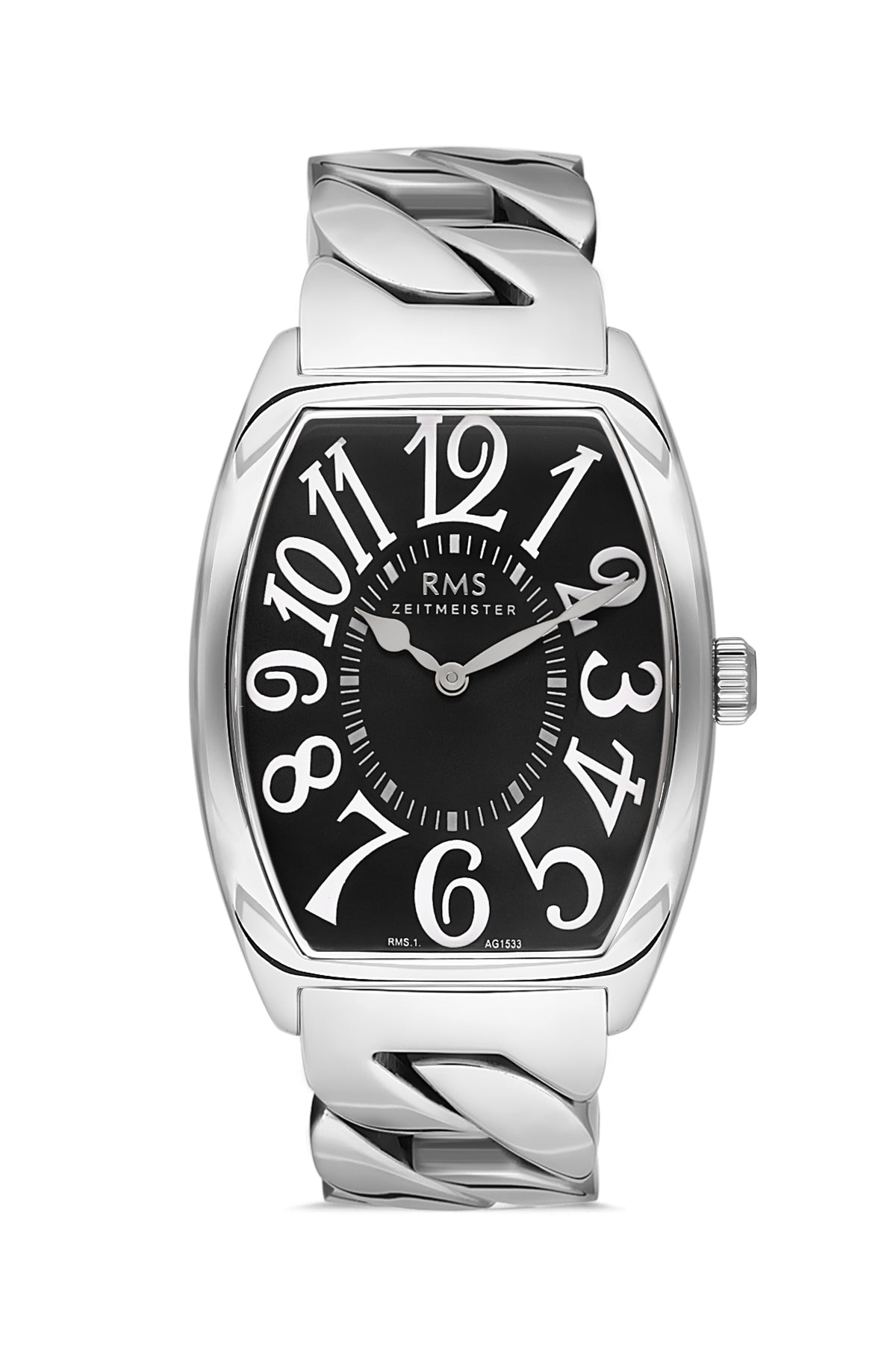 RMS Men's Black Dial Silver Stainless Steel Watch - RMS.1.AG1533.02