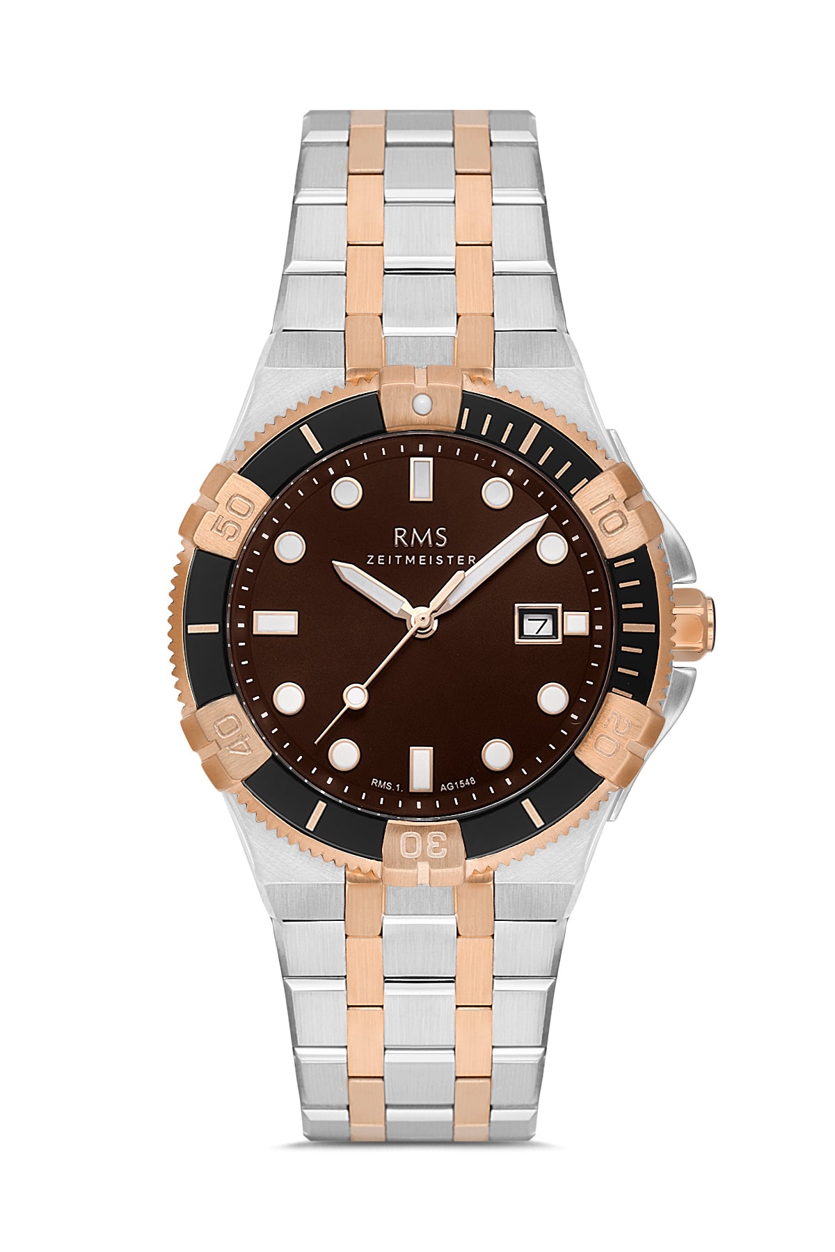 RMS Brown Dial Rose White Coated Men's Watch - RMS.1.AG1548.07