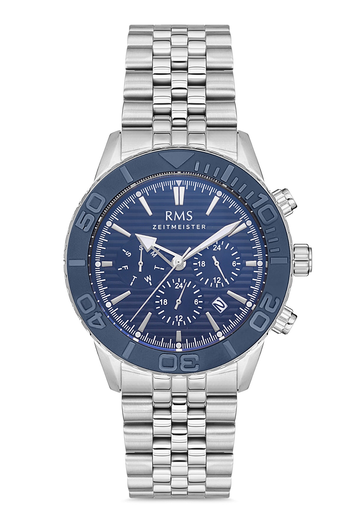 RMS Blue Dial Silver Coated Men's Watch - RMS.1.AG1561.02