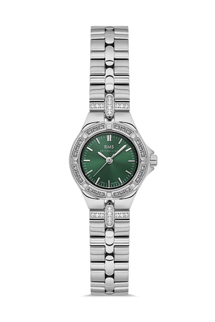 RMS Zeitmeister Green Dial Silver Plated Women's Watch - Stainless Steel Bracelet - RMS.1.AG1563.03