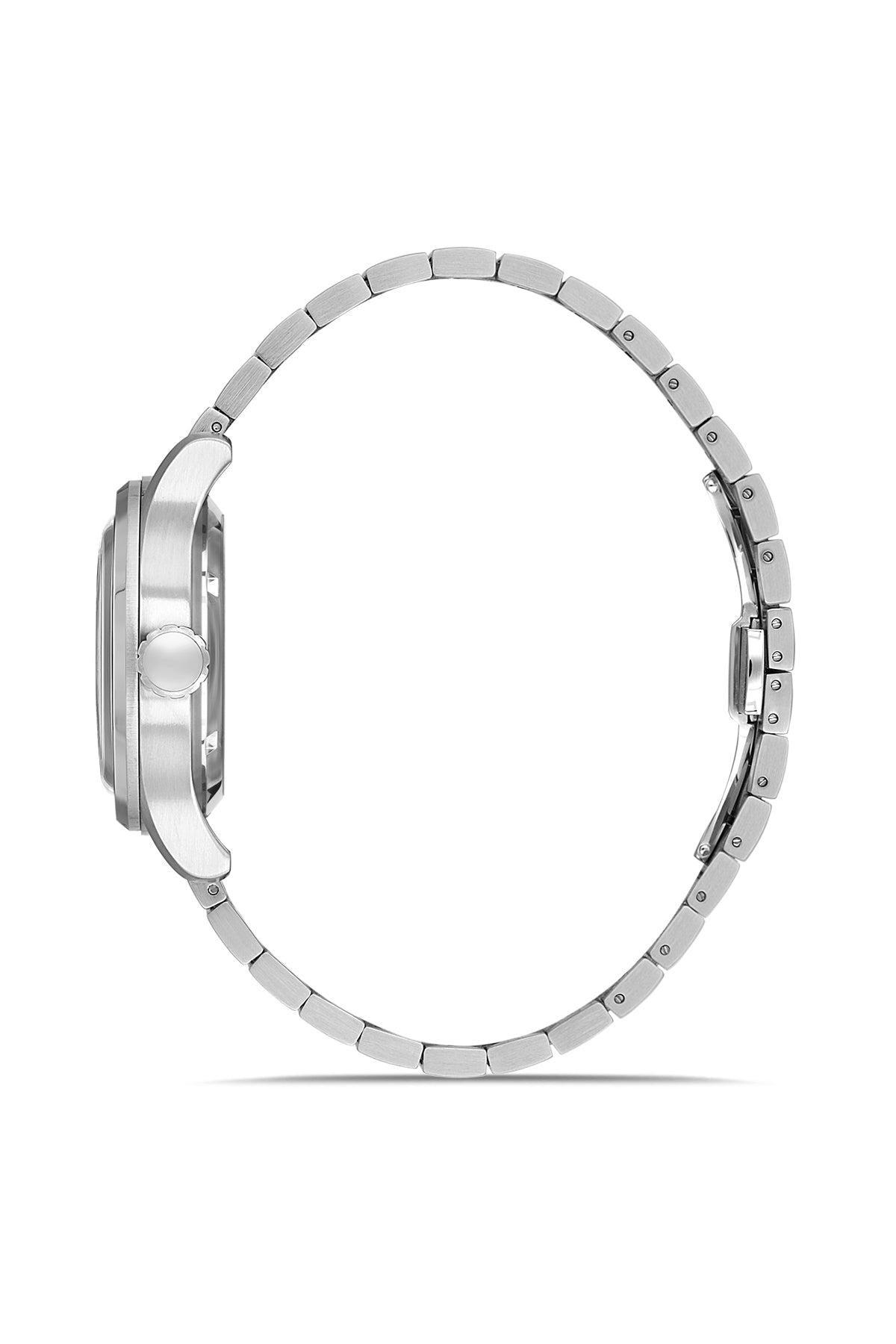 RMS Zeitmeister RMS.1.AG1582.12 men's watch with black dial, silver case and genuine leather strap – side view