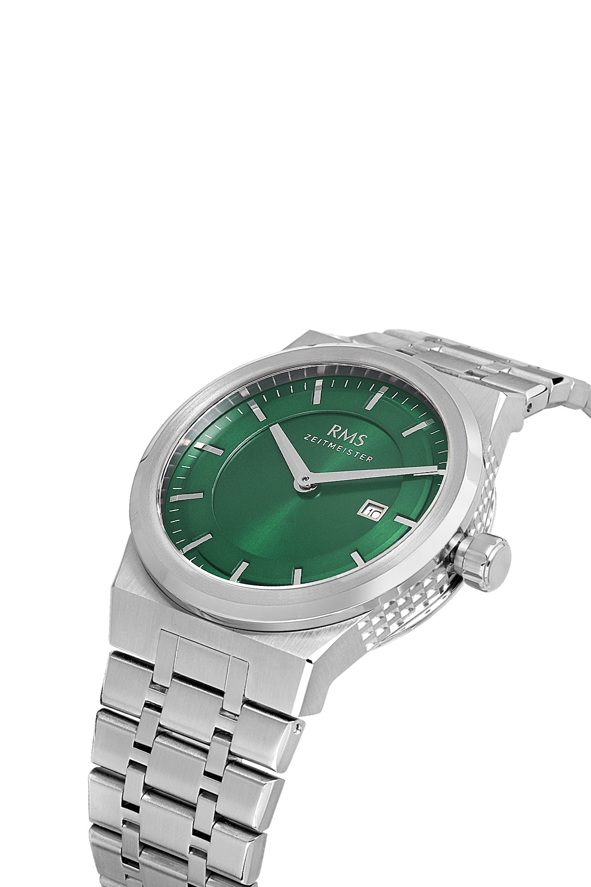 RMS Zeitmeister Green Dial Silver Plated Men's Watch - Stainless Steel Bracelet - RMS.1.AG1586.04