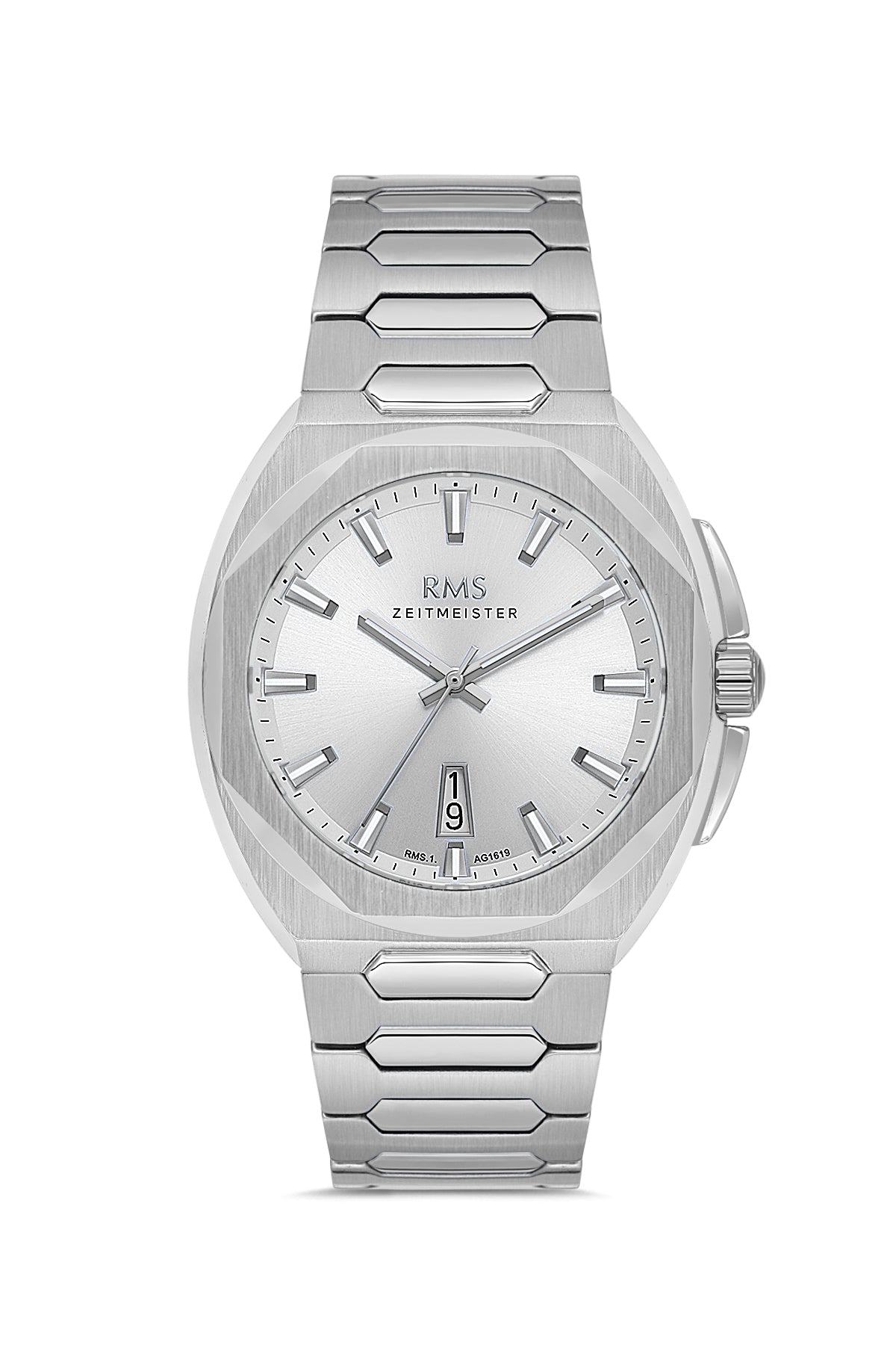 RMS Herrenuhr mit silbernem Zifferblatt und silberfarbenem Gehäuse – RMS.1.AG1619.01