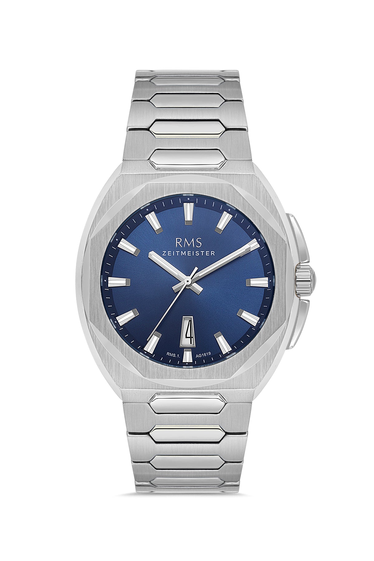 RMS Blue Dial Silver Coated Men's Watch - RMS.1.AG1619.02