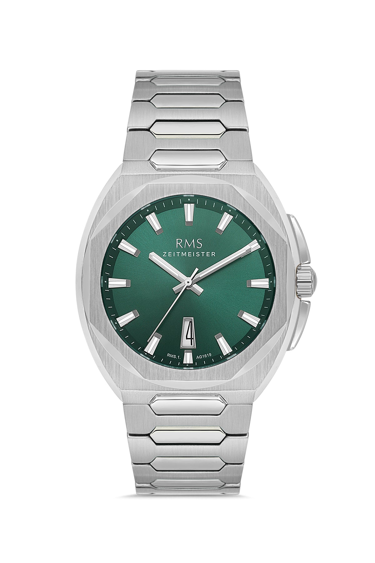 RMS Herrenuhr mit grünem Zifferblatt, silberbeschichtet - RMS.1.AG1619.06