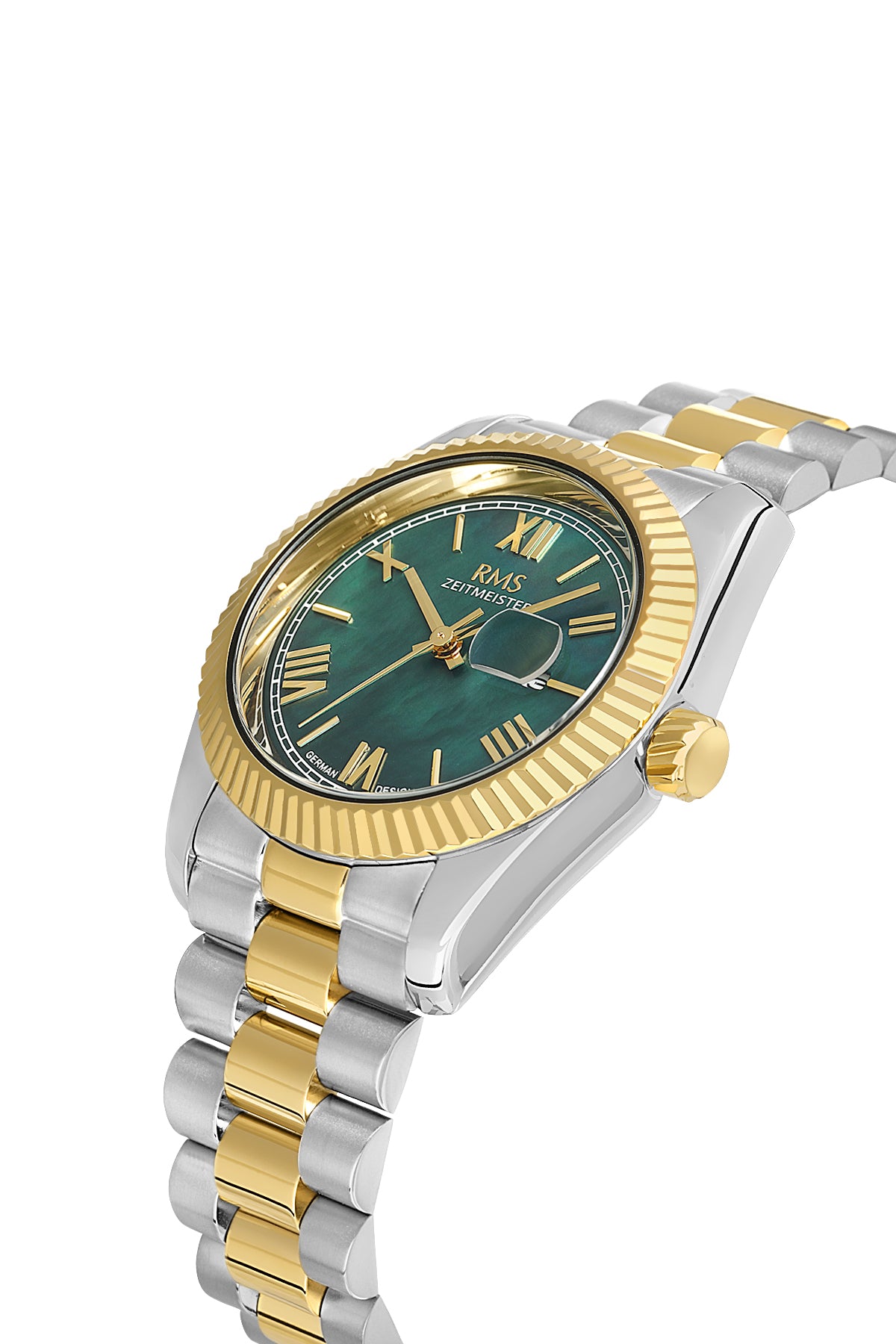 RMS Women's With Date Green Dial Two-Tone Gold Stainless Steel Watch - RMS.1.AG1642.04
