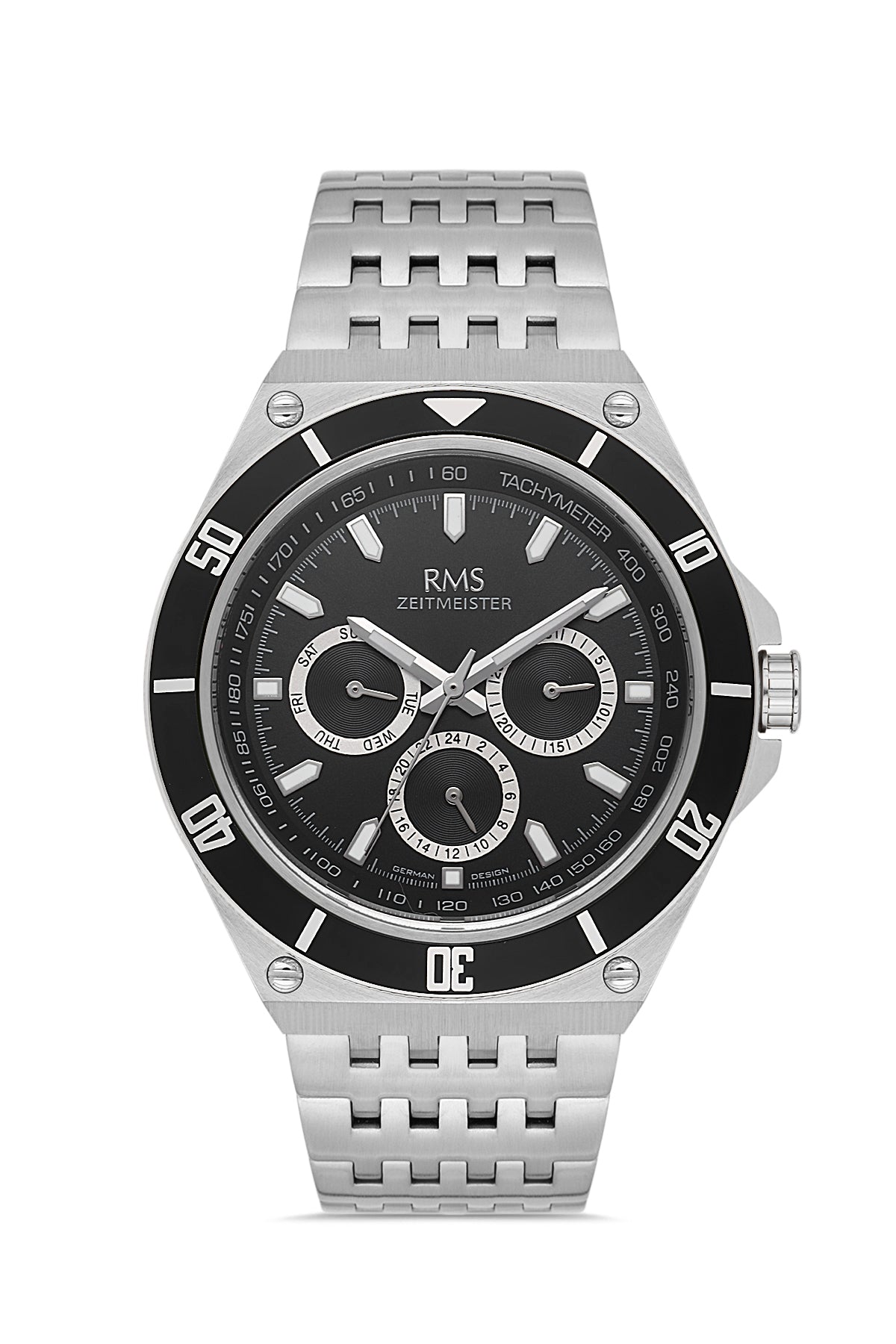 RMS Black Dial Silver Coated Men's Watch - RMS.1.AG1409.01