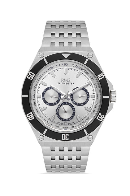RMS Zeitmeister Silver Dial Silver Plated Men's Watch - Stainless Steel Bracelet - RMS.1.AG1409.07