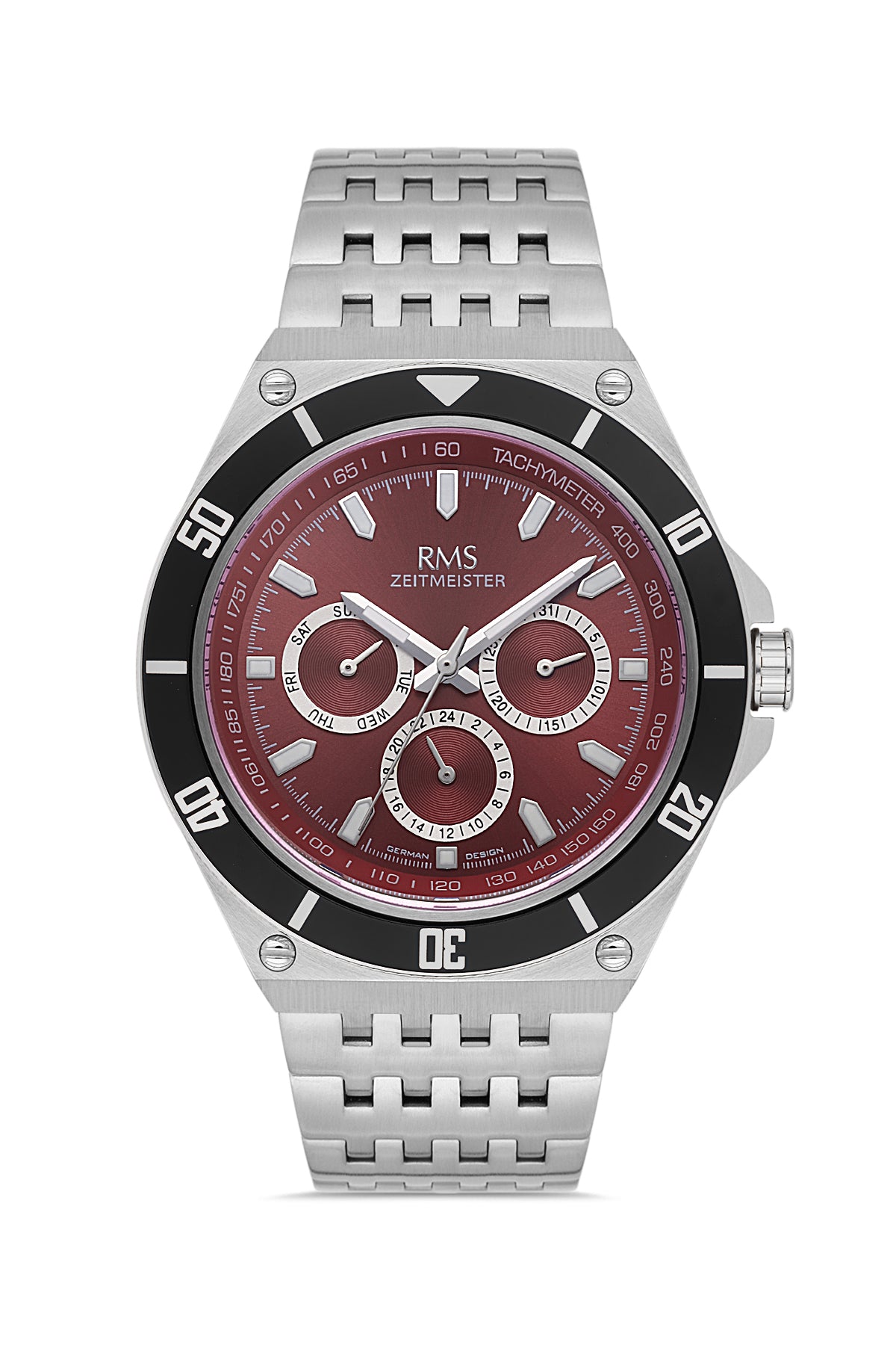 RMS Burgund-Zifferblatt versilberte Herrenuhr - RMS.1.AG1409.10