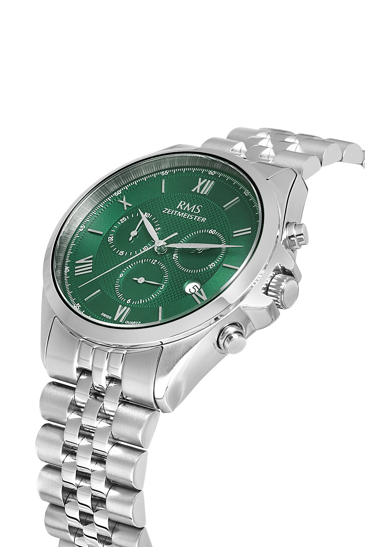 RMS Green Dial Silver Coated Men's Watch - RMS.1.AG1598.04