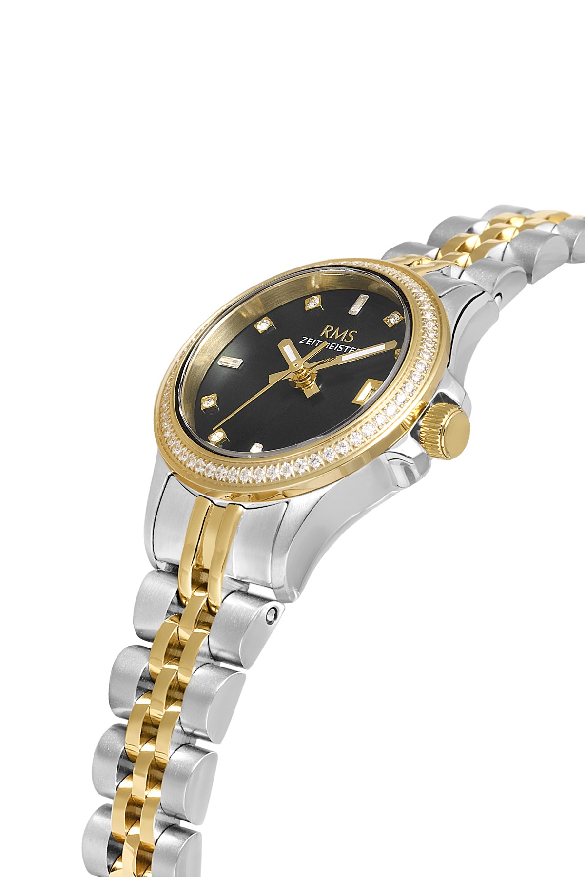 RMS Black Dial Yellow White Coated Women's Watch - RMS.1.AG1604.08