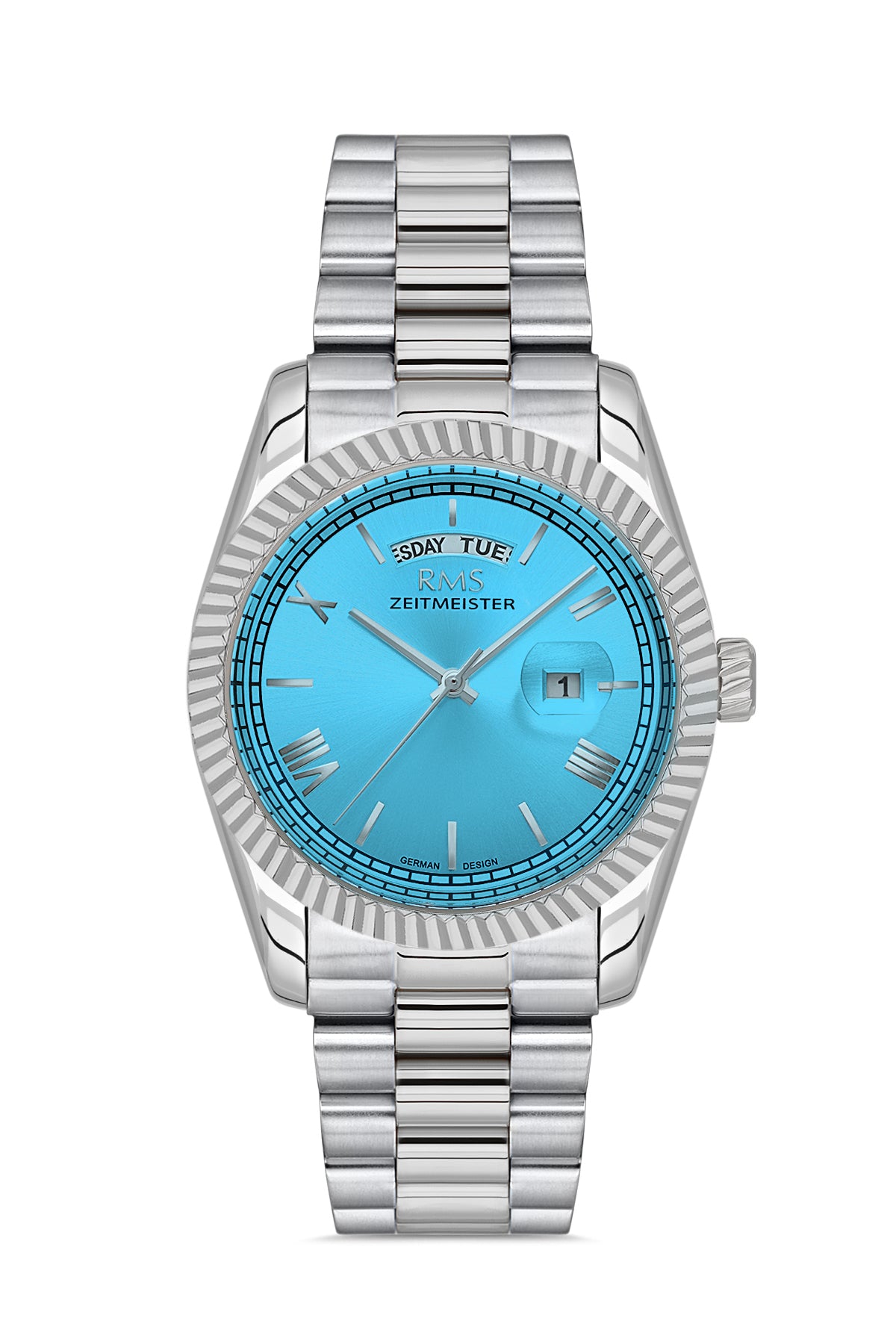 RMS Ti̇ffany Blue Dial Silver Coated Men's Watch - RMS.1.AG1641.04