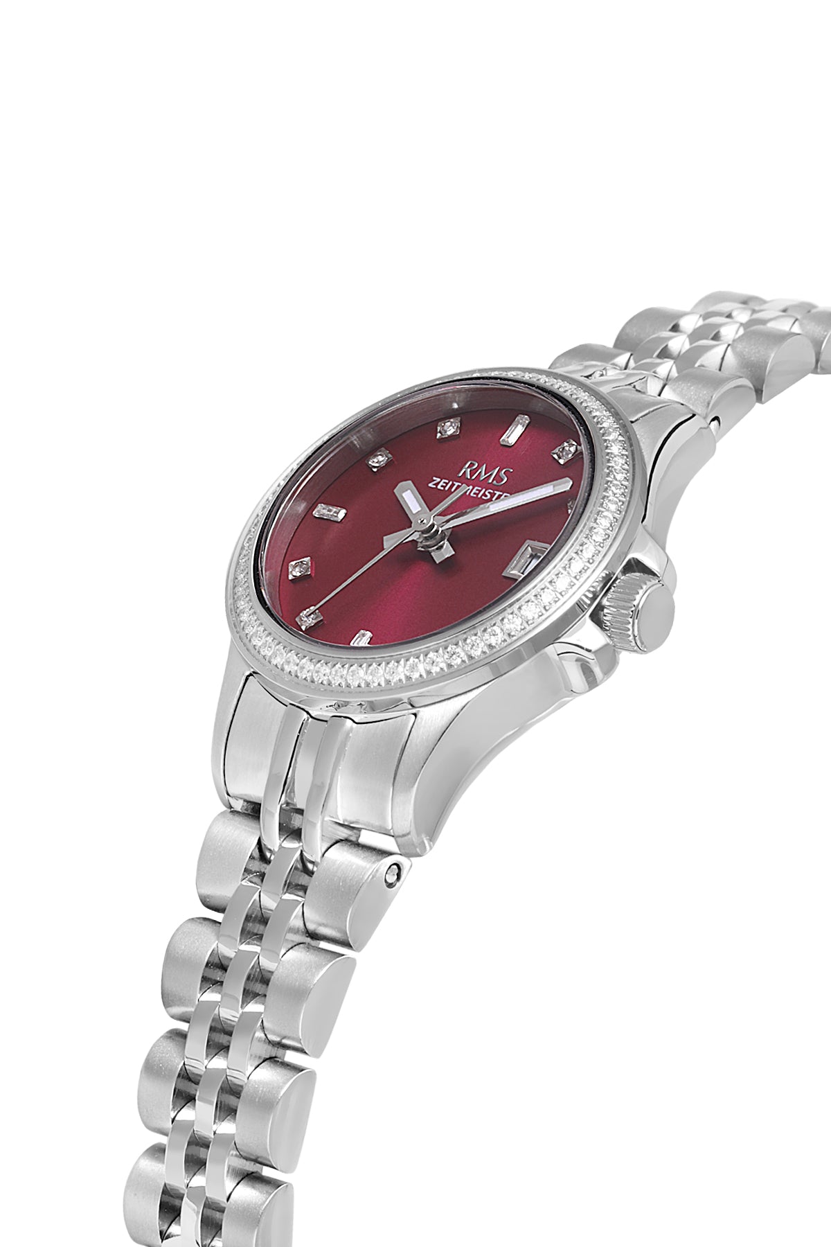 RMS Red Dial Silver Coated Women's Watch - RMS.1.AG1604.04