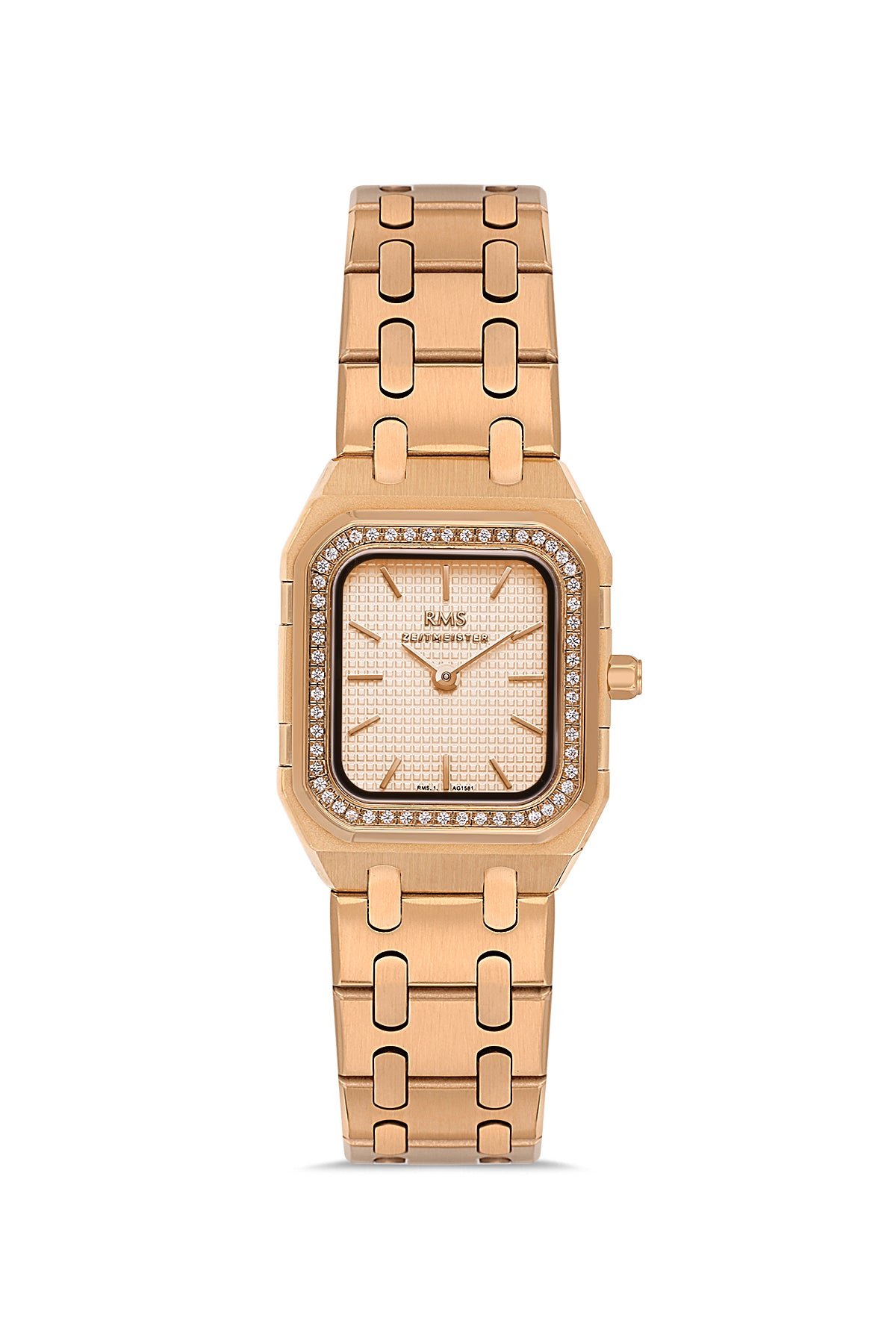 RMS Zeitmeister RMS.1.AG1581.10 women's watch with rose dial, rose case and stainless steel bracelet
