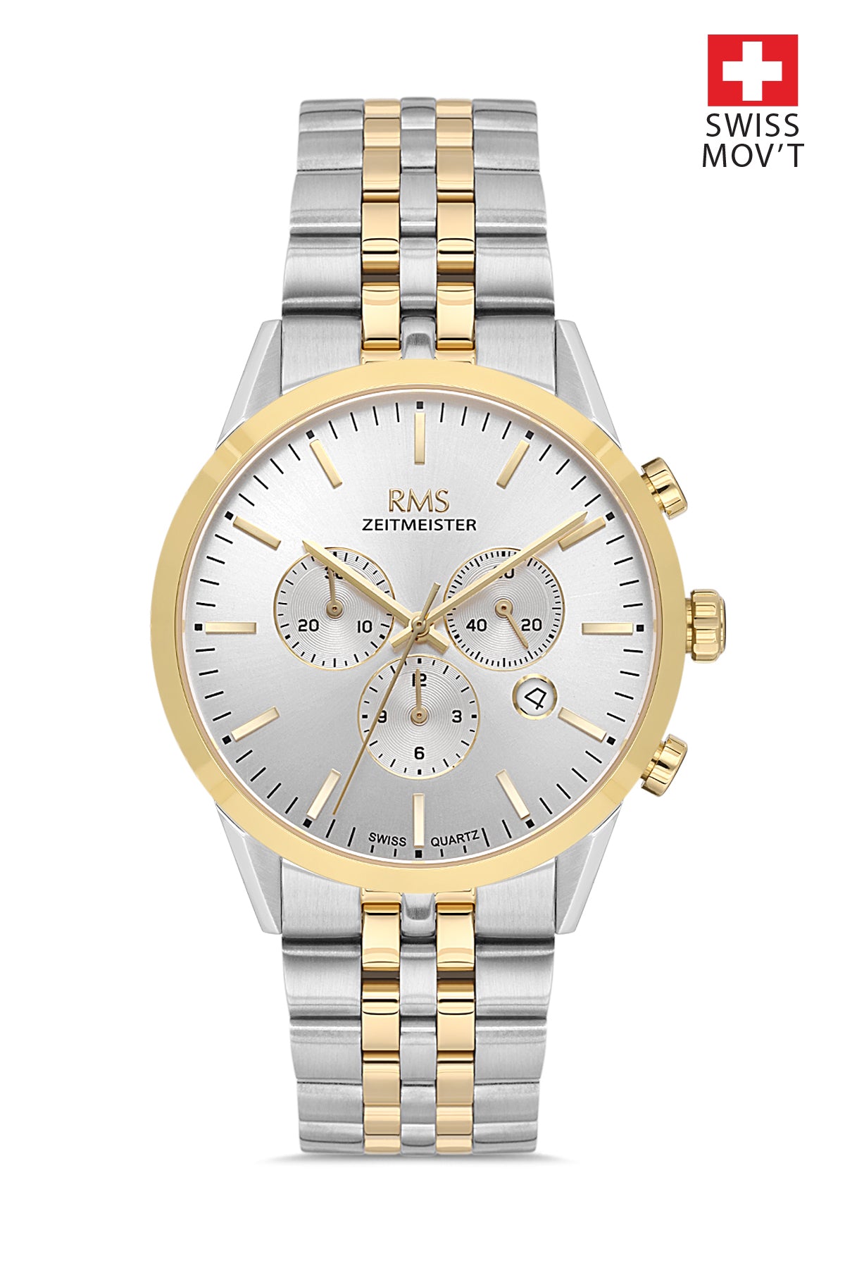 RMS Silver Dial Yellow White Coated Men's Watch - RMS.1.AG1593.09