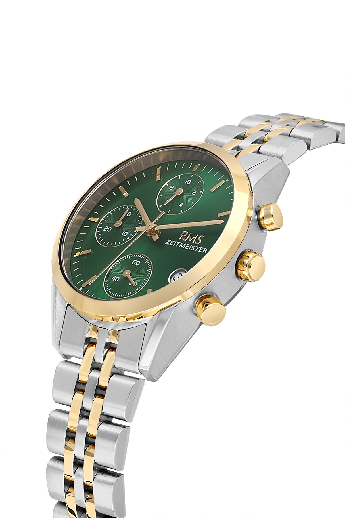 RMS Zeitmeister Green Dial Gold & Silver Plated Women's Watch - Stainless Steel Bracelet - RMS.1.AG1594.07