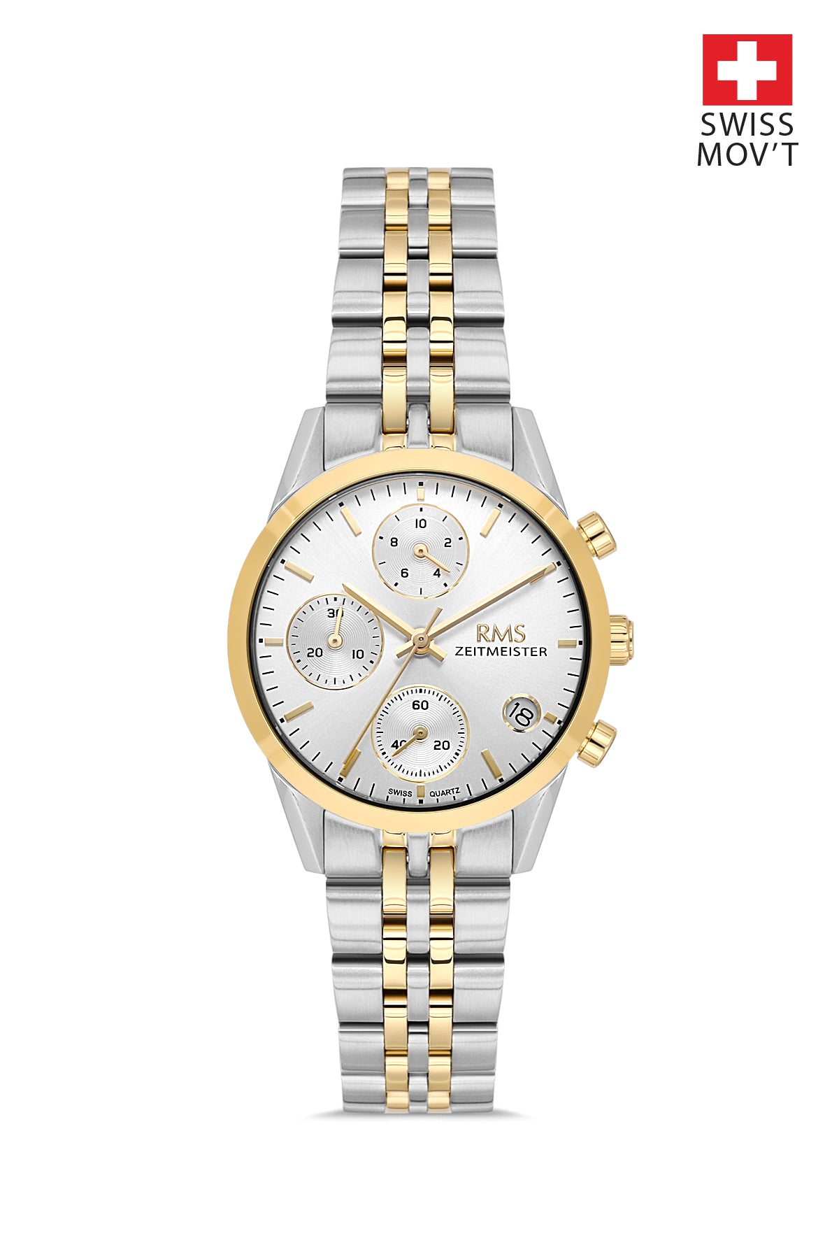 RMS Silver Dial Yellow White Coated Women's Watch - RMS.1.AG1594.08