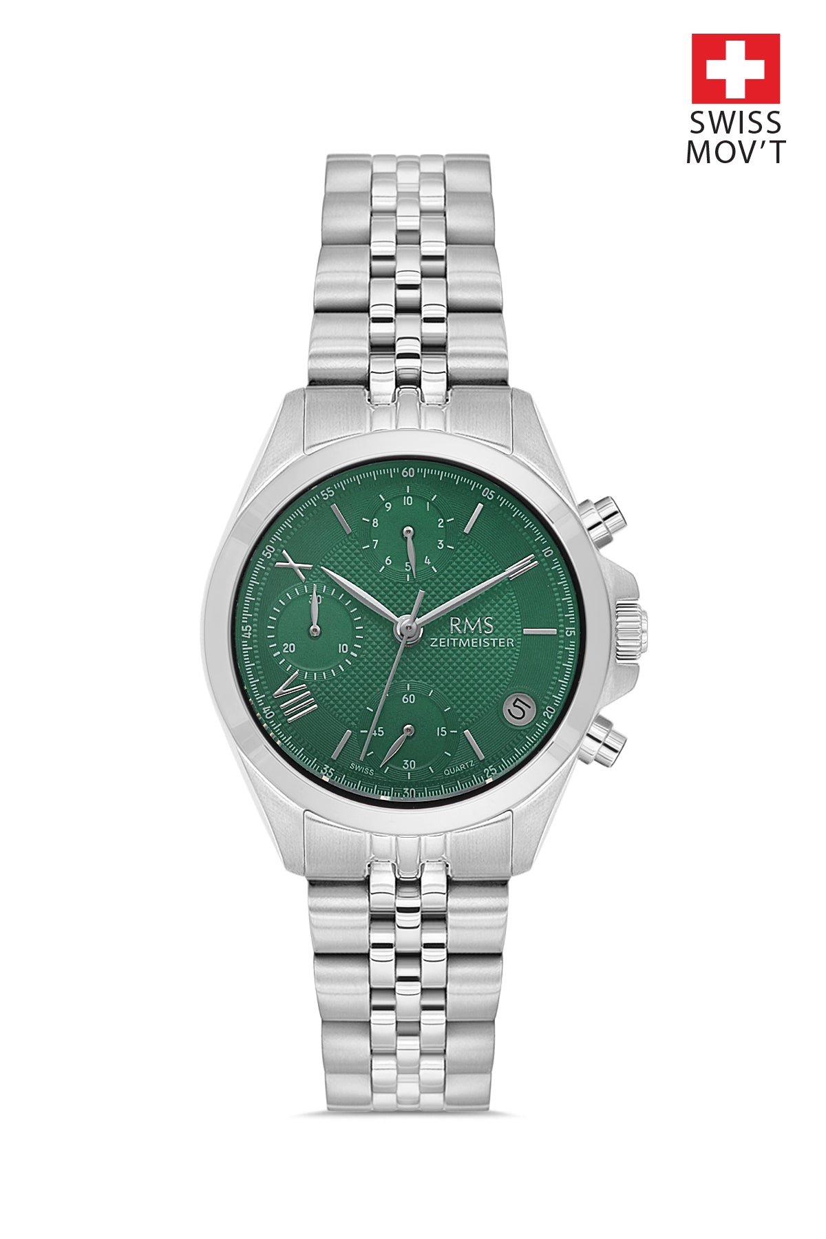 RMS Green Dial Silver Coated Damenuhr - RMS.1.AG1599.04