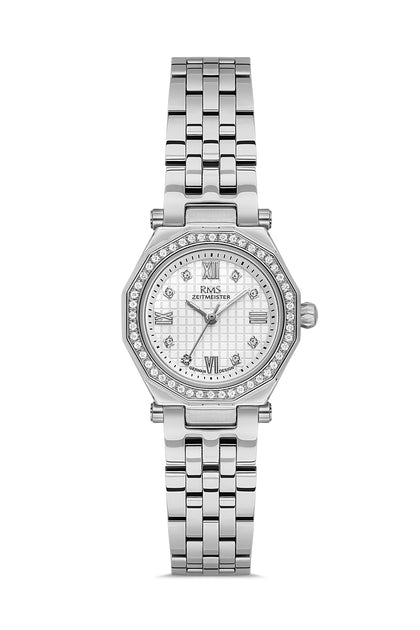 RMS Zeitmeister Silver Dial Silver Plated Women's Watch - Stainless Steel Bracelet - RMS.1.AG2056.01