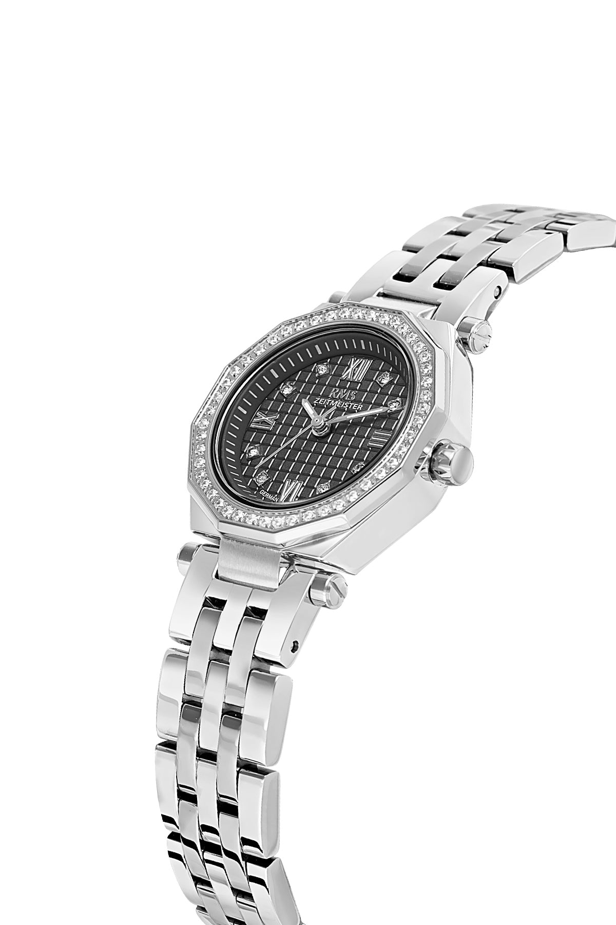 RMS Black Dial Silver Coated Women's Watch - RMS.1.AG2056.02