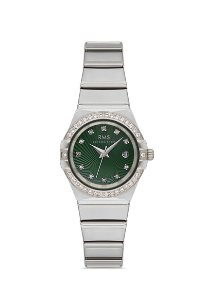 RMS Zeitmeister Green Dial Silver Plated Women's Watch - Stainless Steel Bracelet - RMS.1.AG2057.03