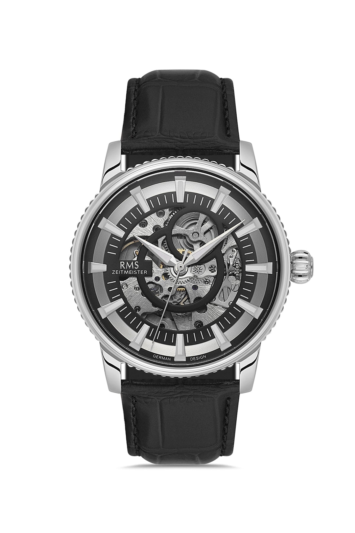 RMS Black Dial Silver Coated Men's Watch - RMS.1.AG1640.02