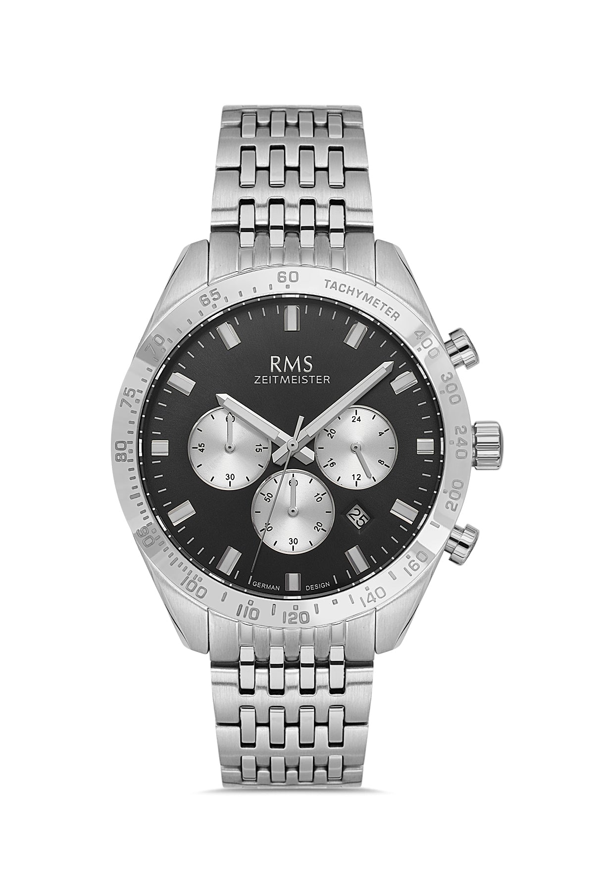 RMS Men's Black Dial Silver Stainless Steel Watch - RMS.1.AG2053.02