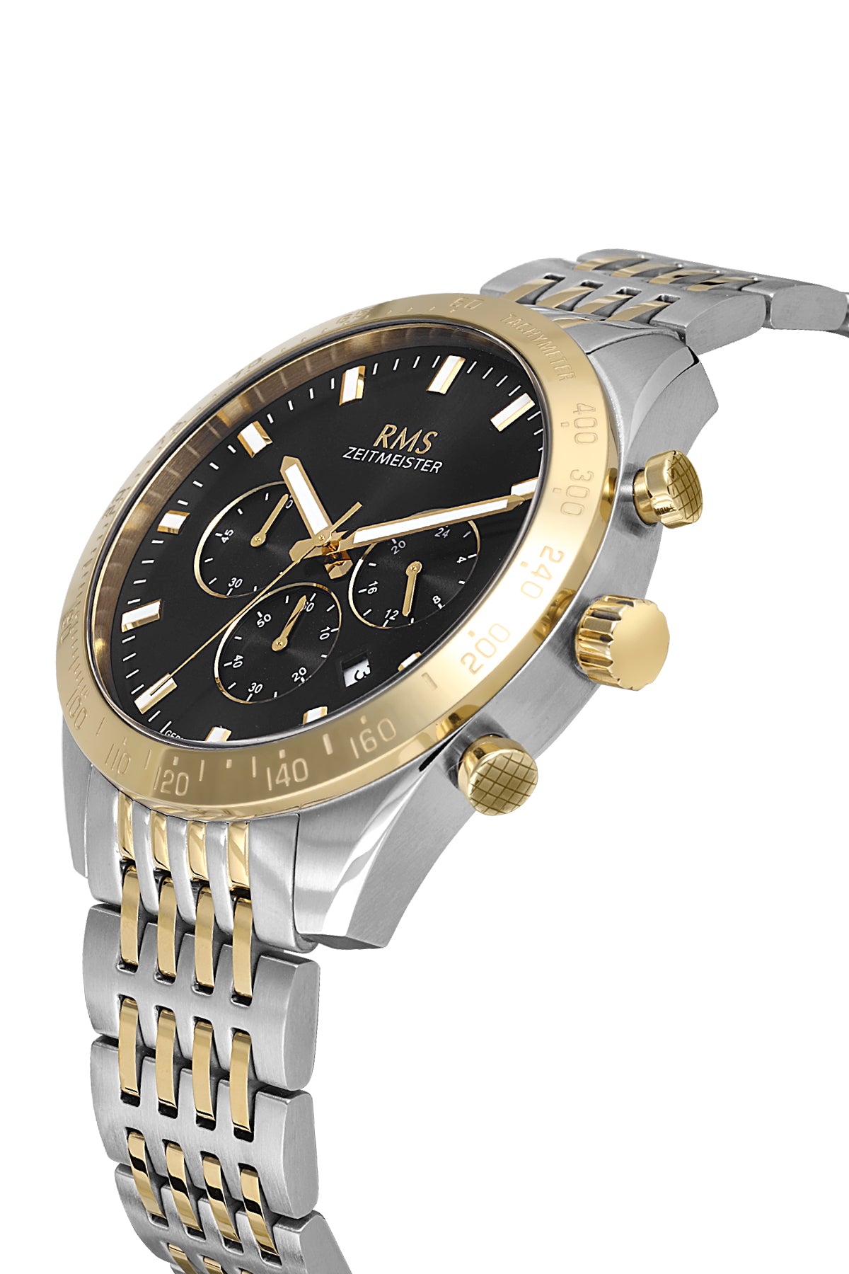 RMS Men's Black Dial Gold & Silver Stainless Steel Watch - RMS.1.AG2053.06