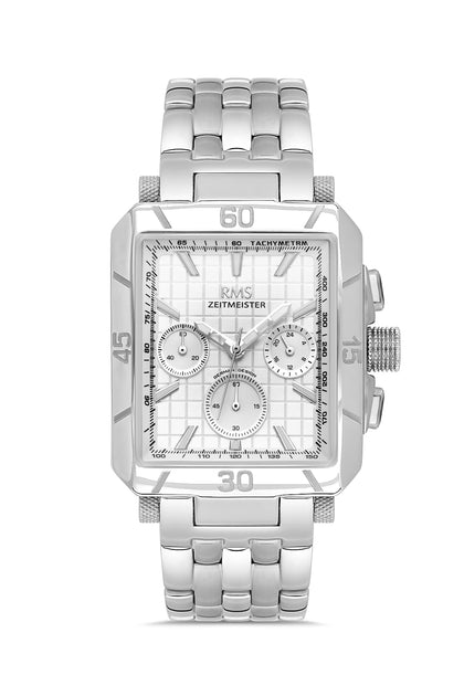 RMS Zeitmeister Silver Dial Silver Plated Men's Watch - Stainless Steel Bracelet - RMS.1.AG2054.01
